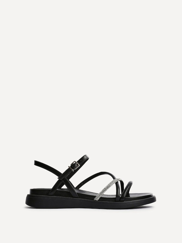 Linzi Spark Black Strappy Footbed Sandal