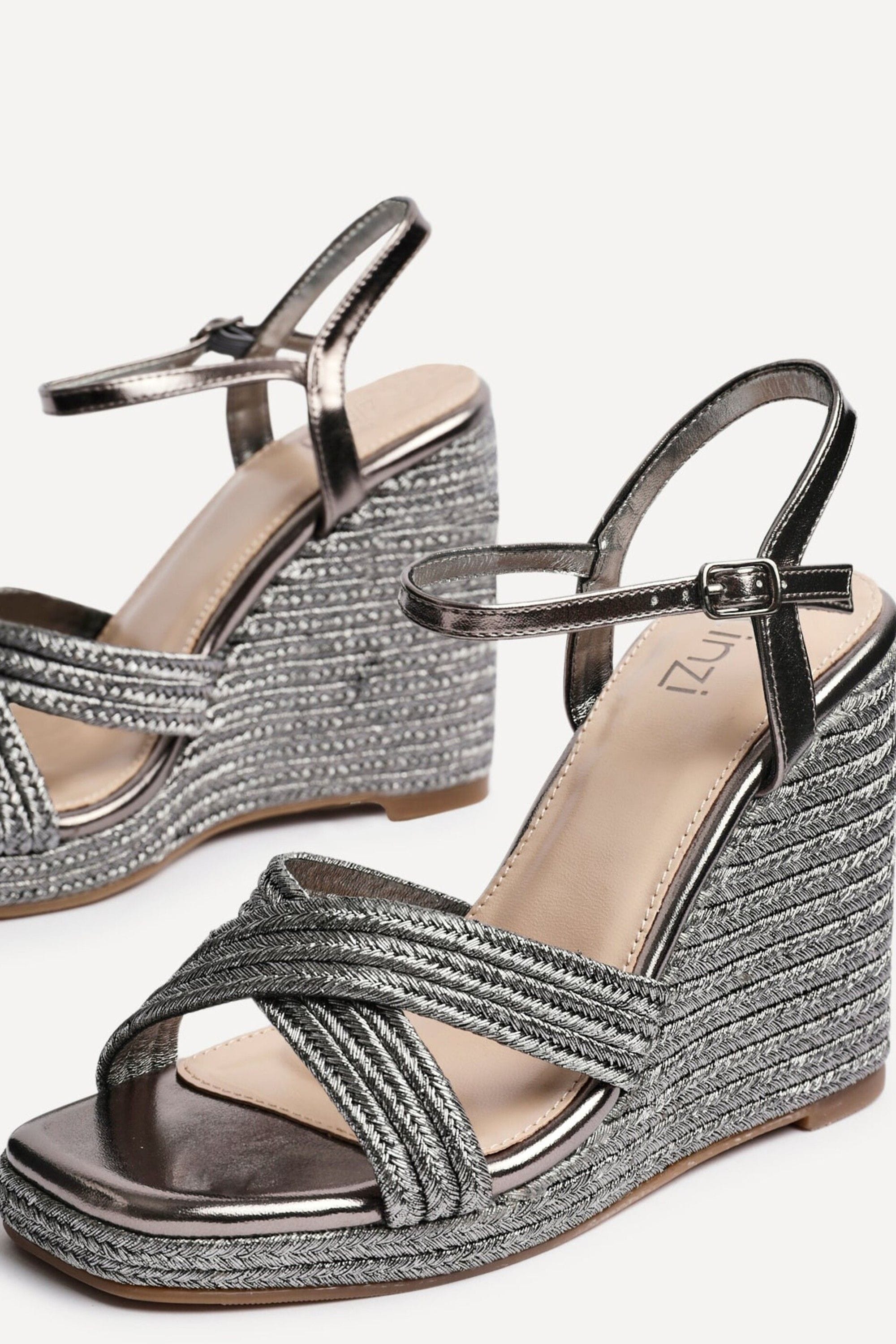 Linzi Nikki Pewter Rope Crossover Platform Wedge image 5
