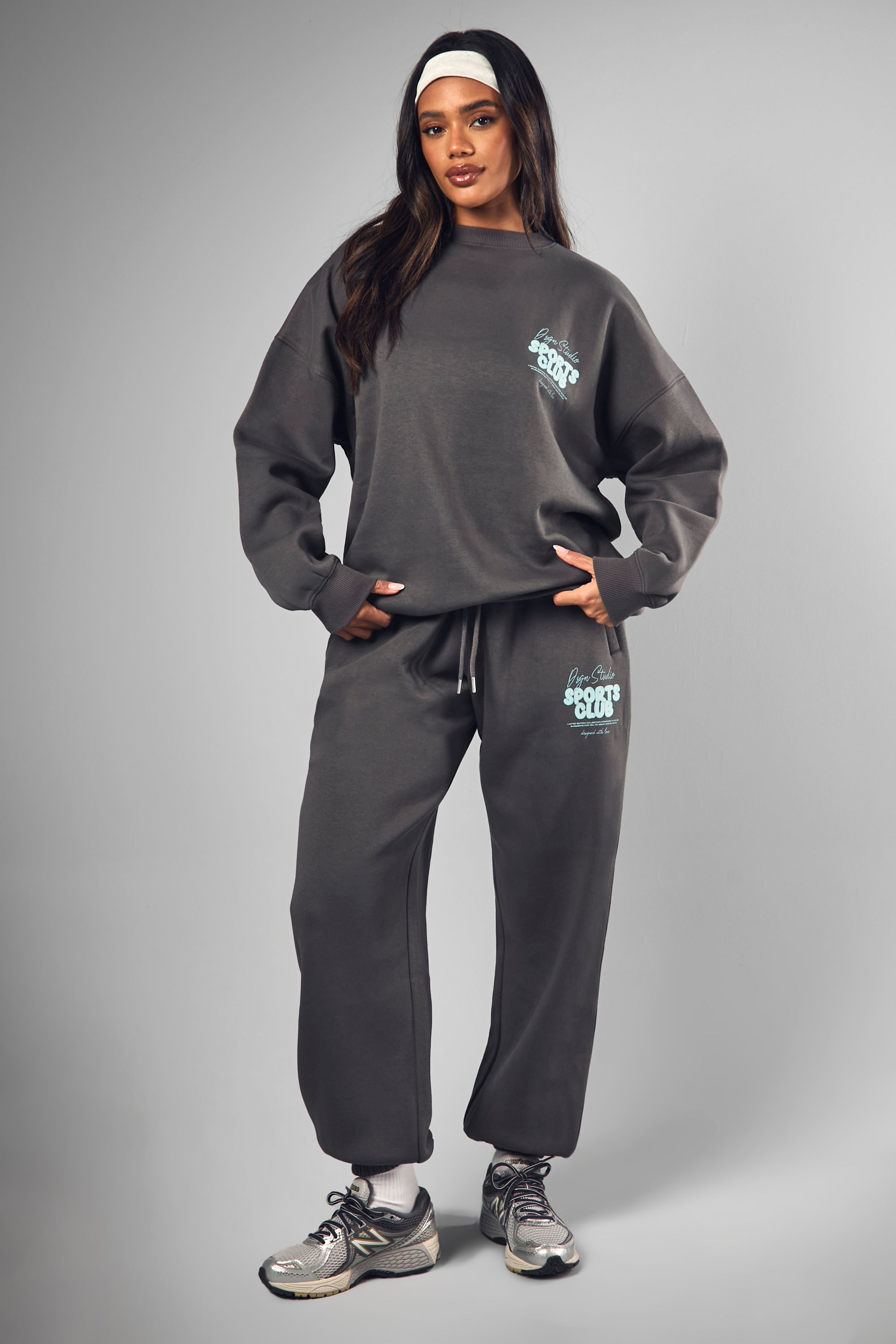 DSGN Studio DSGN Studio Sports Bubble Slogan Oversized Sweatshirt Charcoal image 3