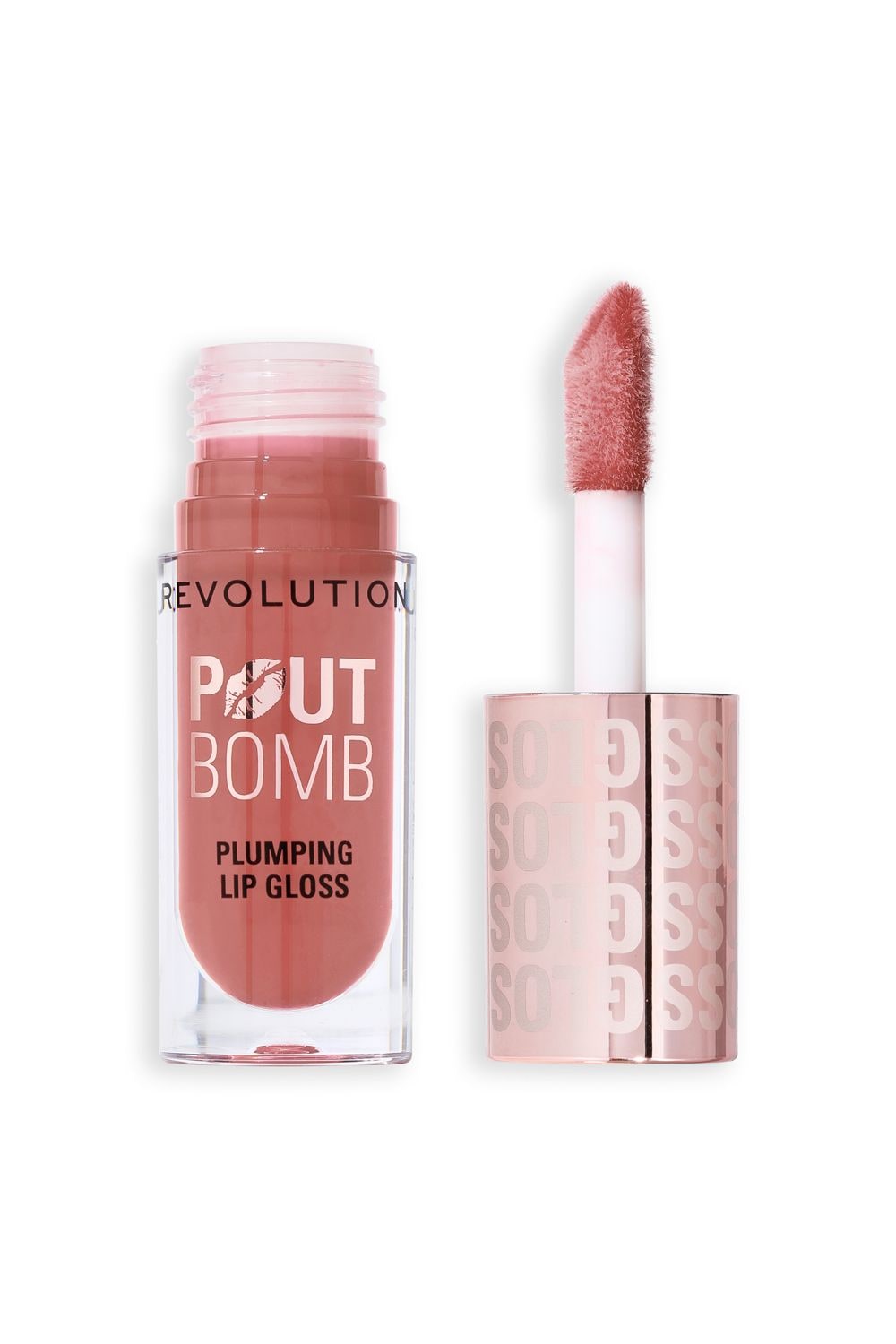 Revolution Pout Bomb Plumping Lip Gloss Doll Warm Nude image 1
