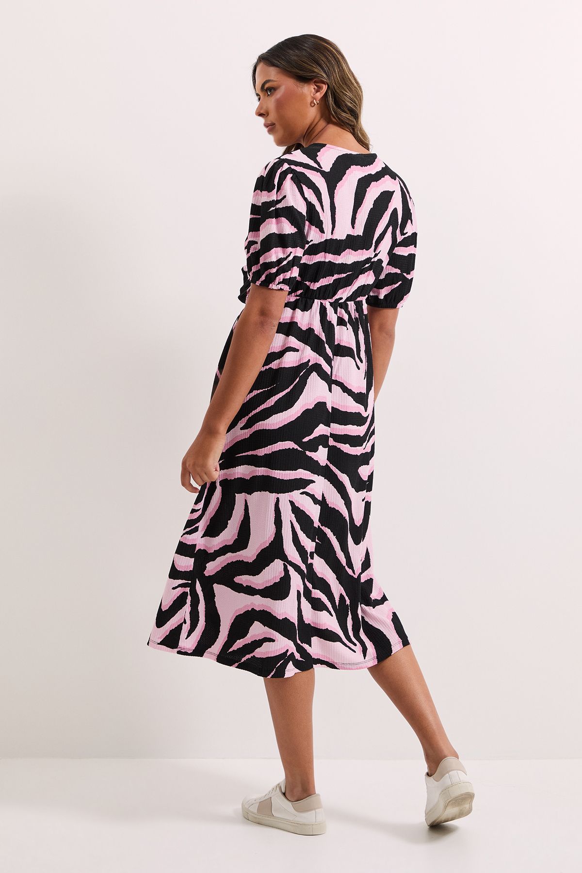 Dorothy Perkins Pink Zebra Tie Front Detail Jersey Midi Dress Zebra image 4