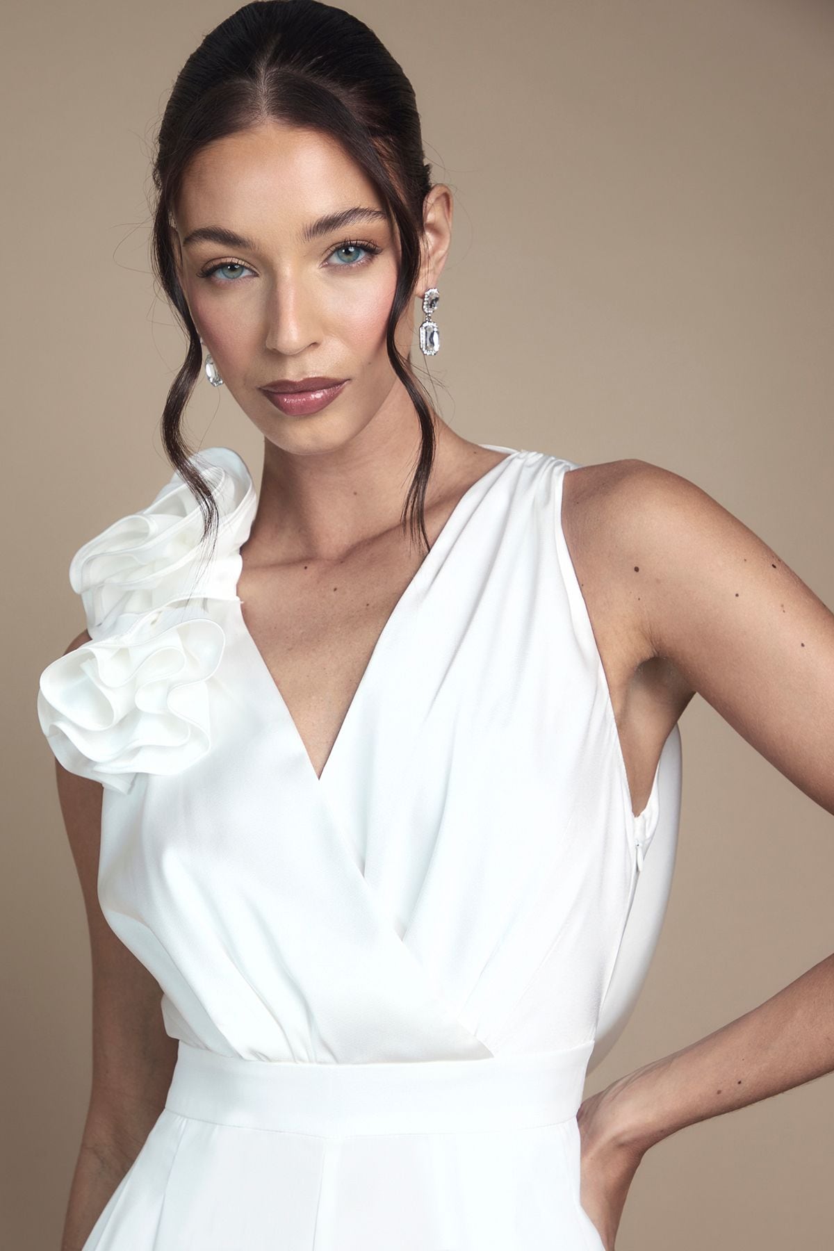 Coast Corsage Cowl Back Bridal Jumpsuit Ivory image 3