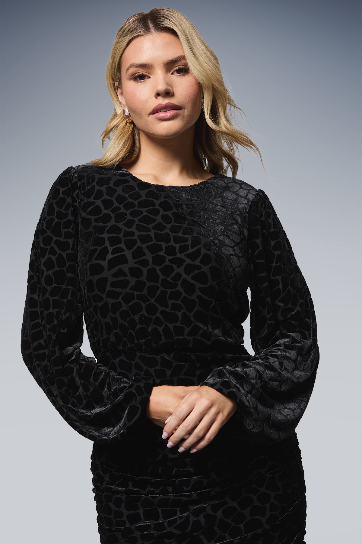 Dorothy Perkins Velvet Animal Burnout Ruched Skirt Mini Dress Black image 4