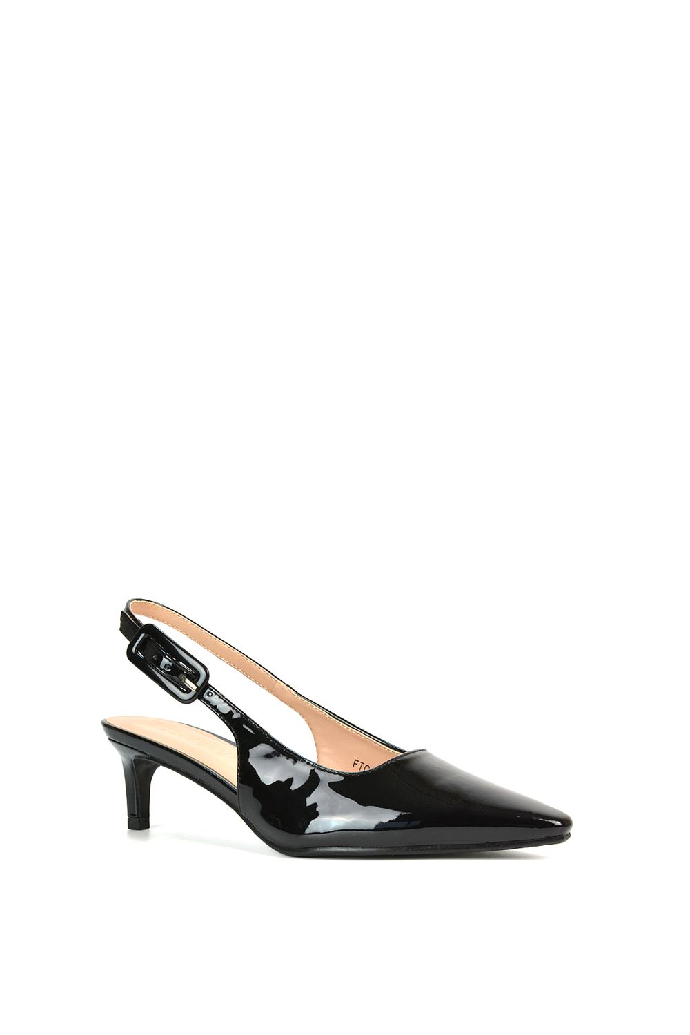 XY London 'Kelly' Low Kitten Heel Slingback Pointed Toe Court Shoes image 2