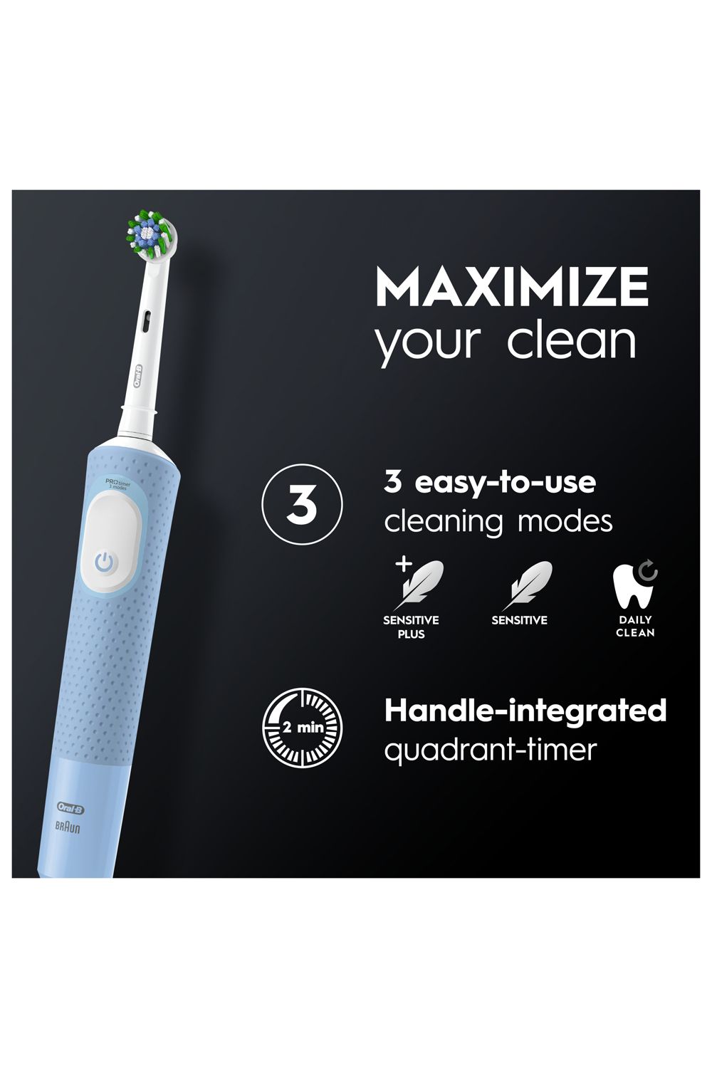 Oral B Vitality Pro Blue Rechargeable Toothbrush Multi image 4