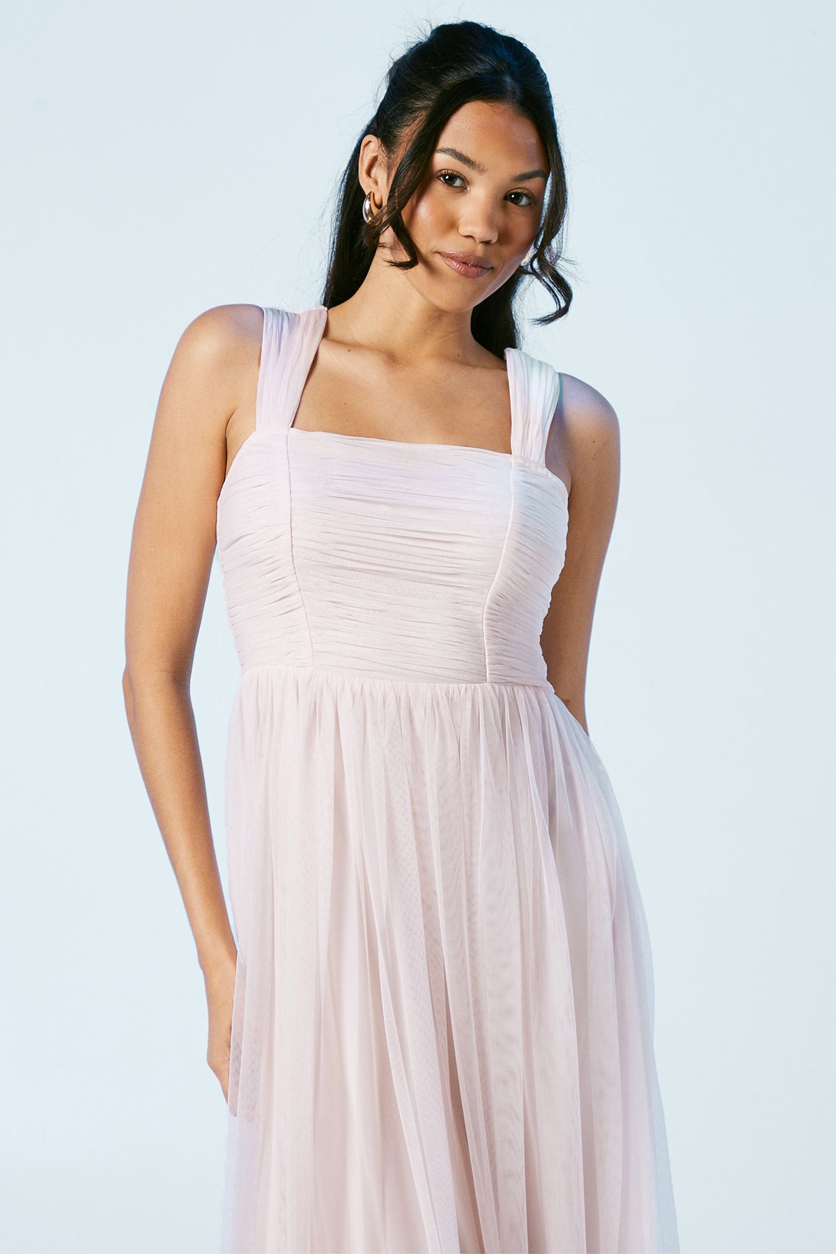Coast Square Neck Mesh Maxi Bridesmaid Dress Blush image 4