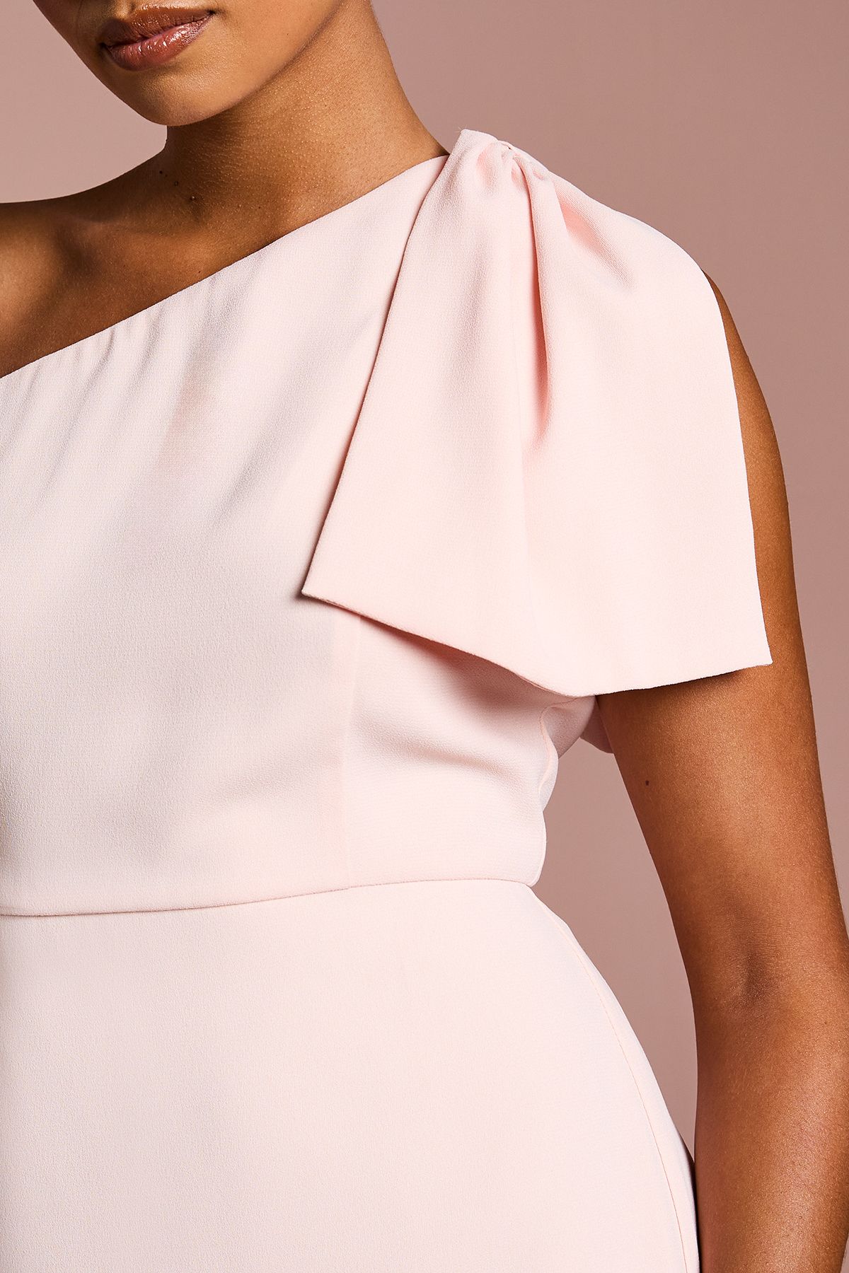 Coast Coast Honoured Petite Bow One Shoulder Maxi Bridesmaid Dress Blush image 5