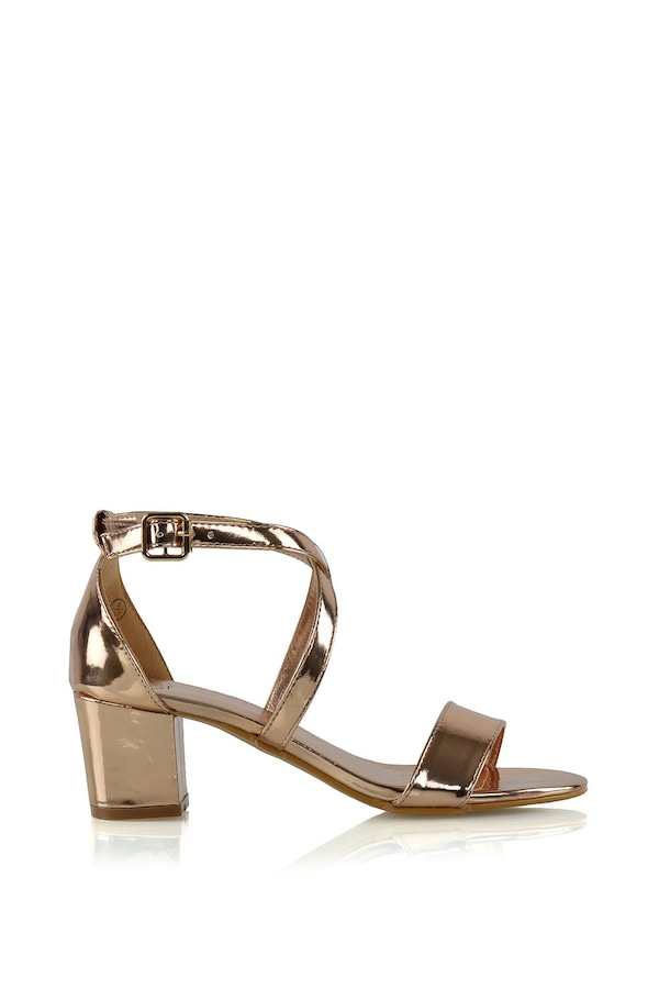 XY London 'Jordyn' Cross Over Buckle Strap Chunky Low Block Heels