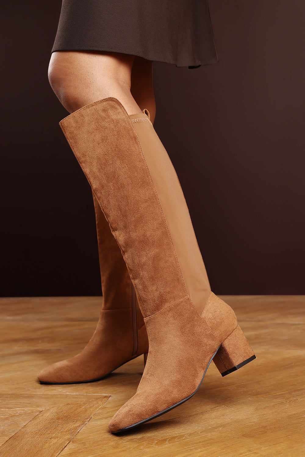 Where's That From 'Cherish' Block Heel Knee High Boots With Side Zip image 7