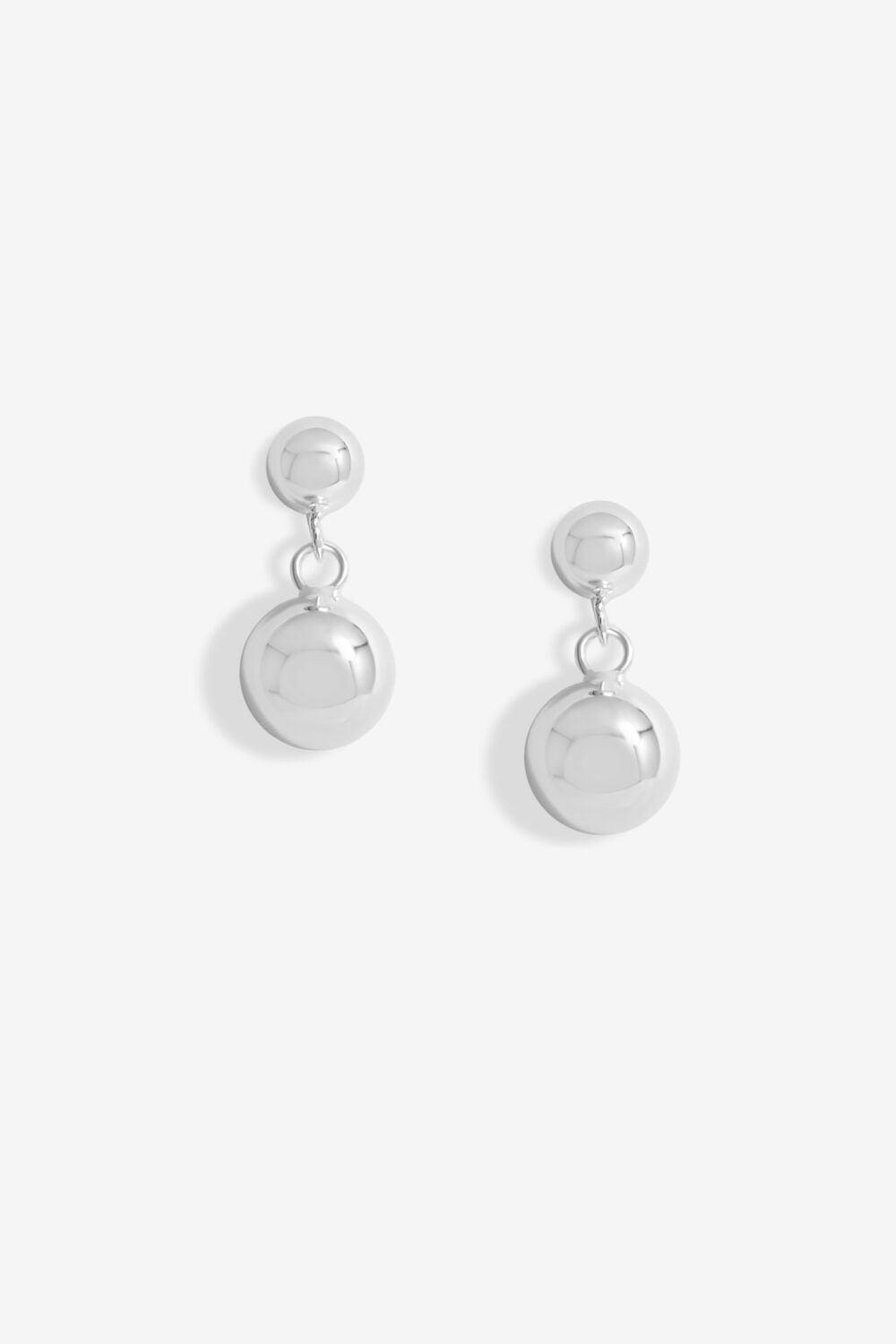 Simply Silver Sterling Silver 925 Polished Orb Double Drop Stud Earrings image 1