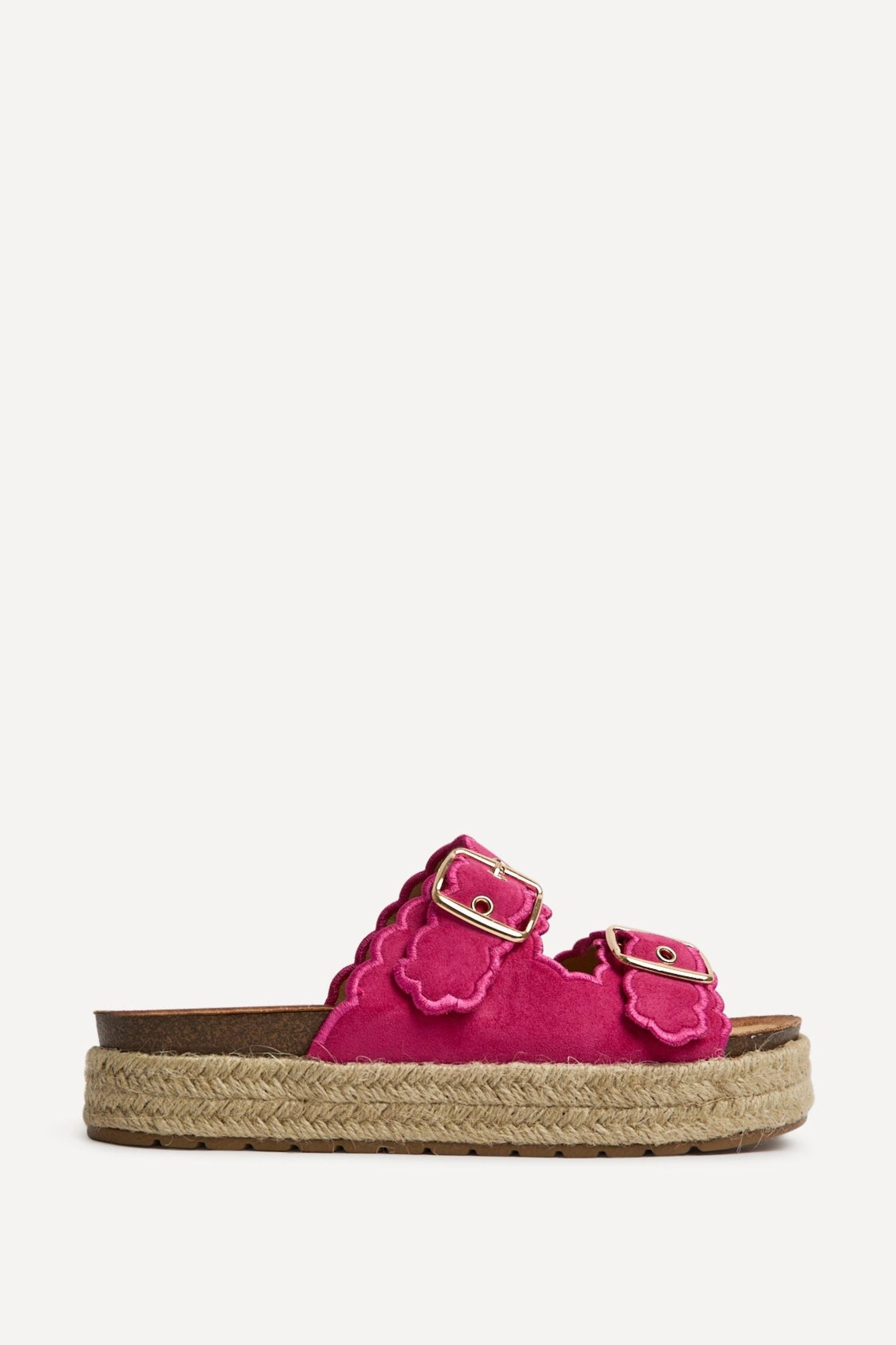 Linzi Sonnet Fuchsia Double Buckle Flatform Sandals