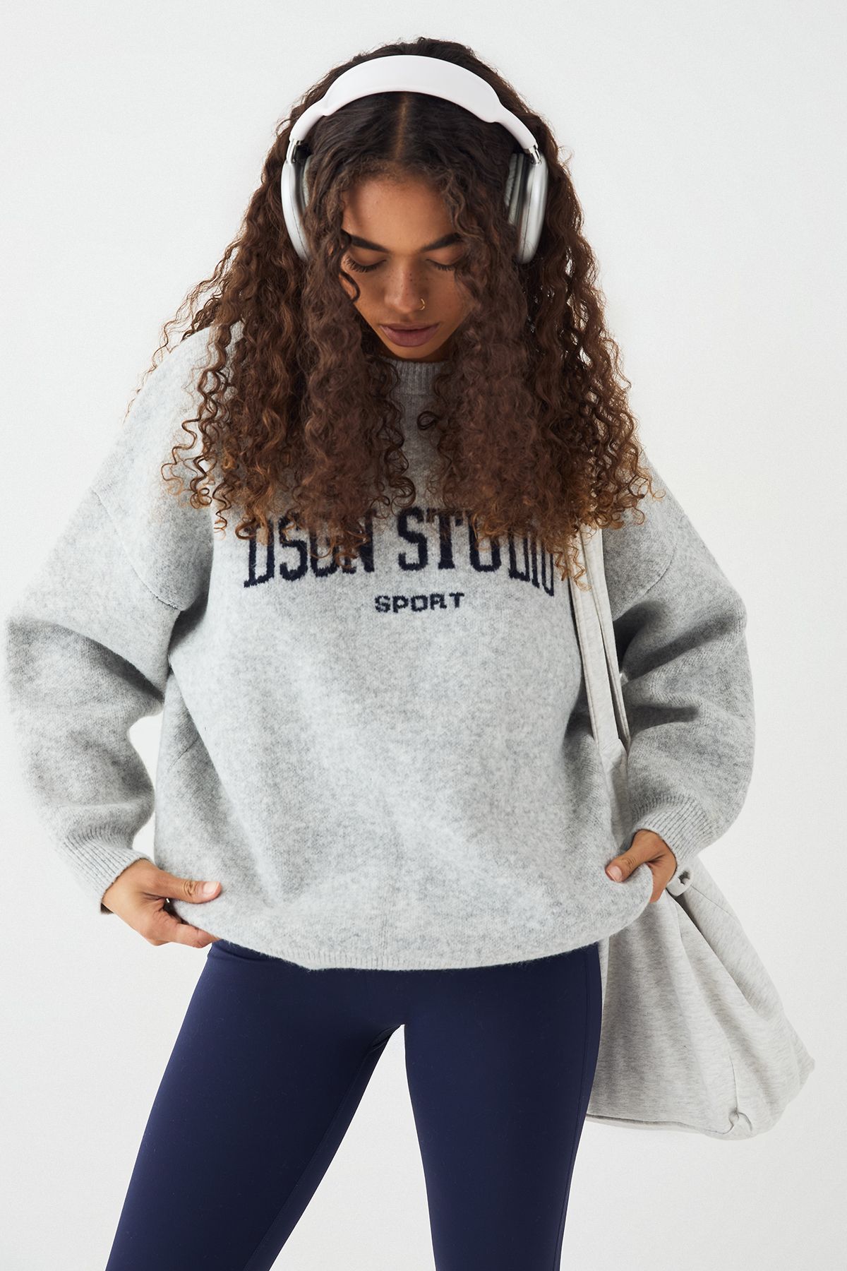 DSGN Studio DSGN Studio Knitted Oversized Crew Neck Jumper Ash Grey image 3