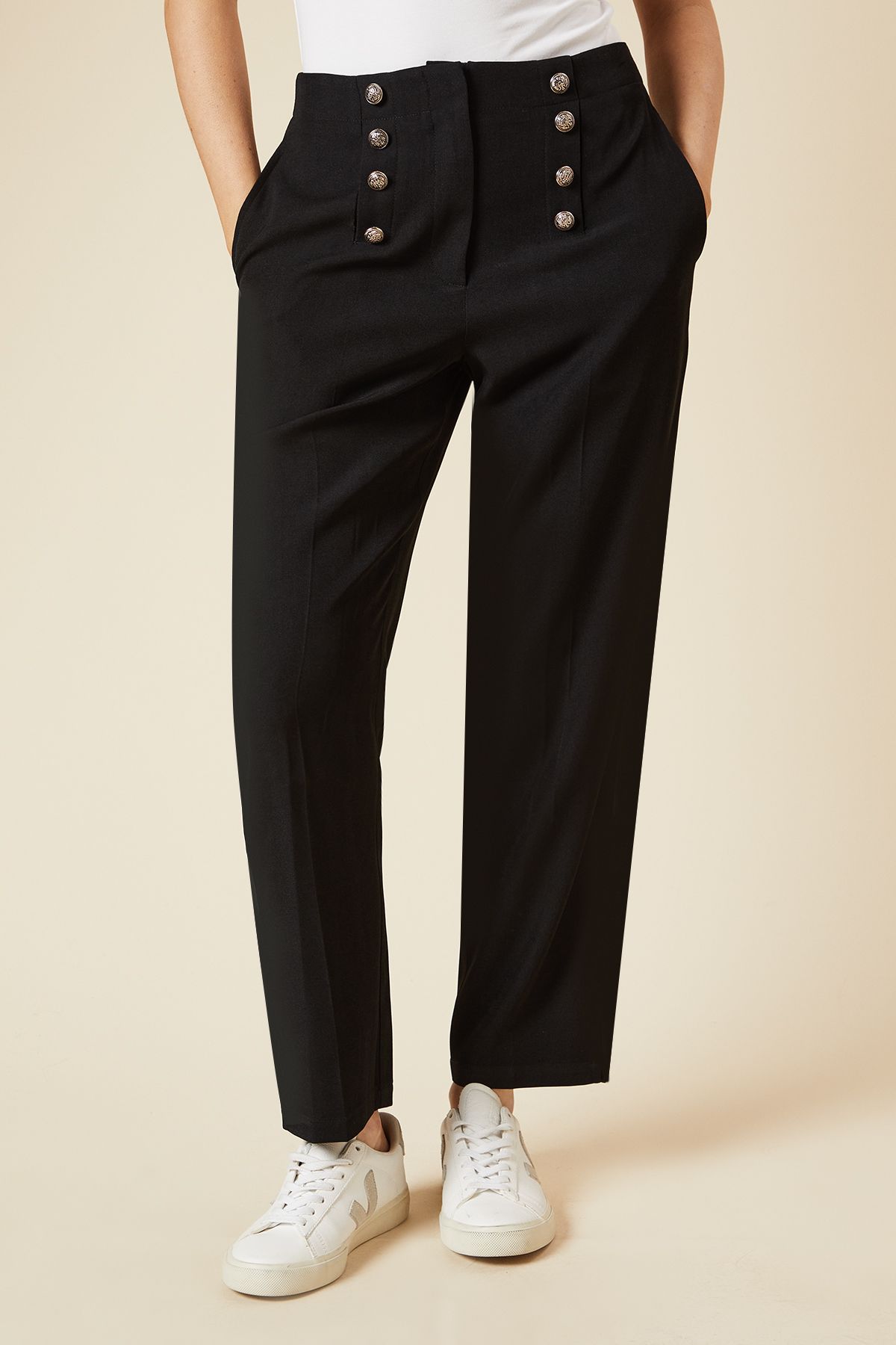 Dorothy Perkins Military Button Detail Capri Trouser Black image 2