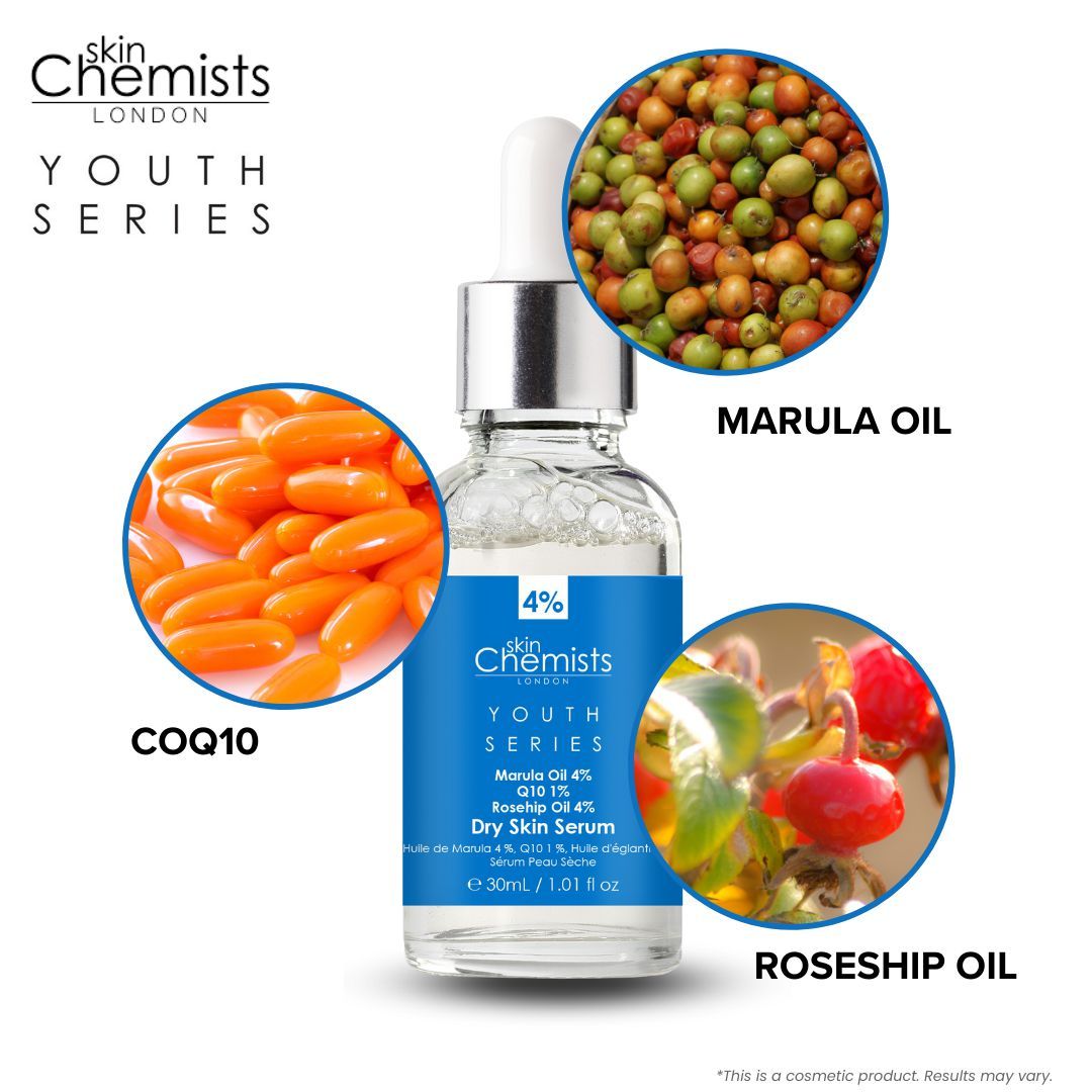 skinChemists Youth Series Dry Skin Serum Marula Oil 4%, Q10 1%, Rosehip Oil 4% 30ml image 3