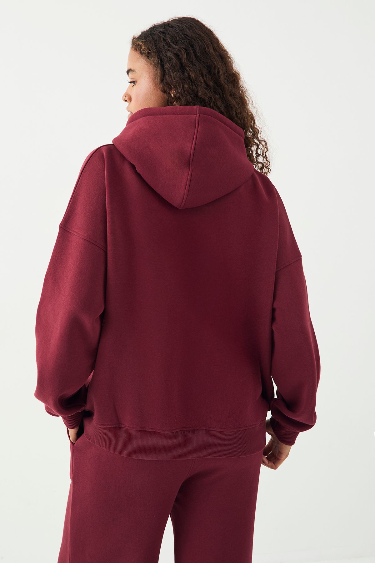 DSGN Studio DSGN Studio Sport Zip Through Oversized Hoodie Burgundy image 2