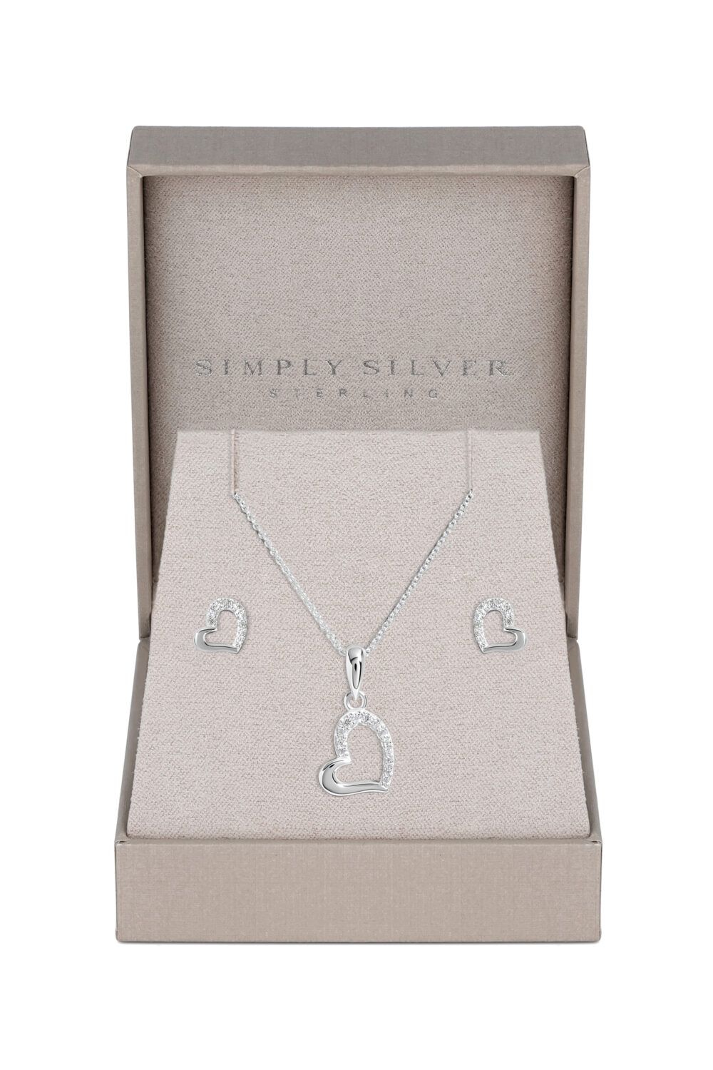 Simply Silver Sterling Silver 925 Polished And Cubic Zirconia Heart set- Gift Boxed