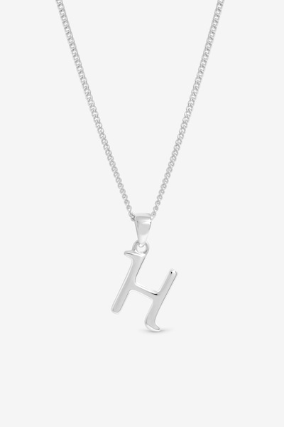 Simply Silver Sterling Silver 925 Initial Pendant - H