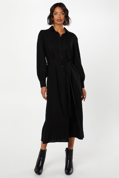 Dorothy Perkins Jacquard Midi Shirt Dress Black