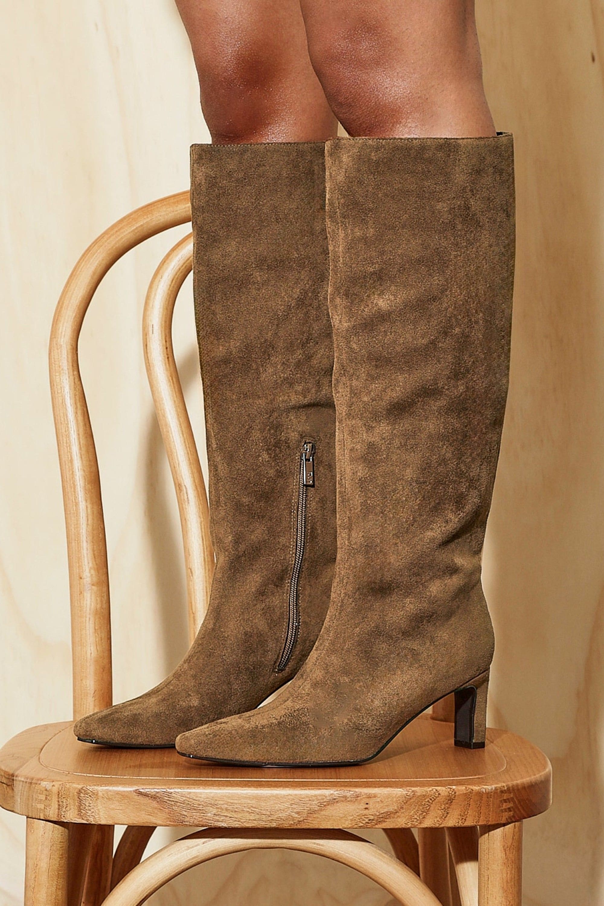 Linzi Uptown Sand Faux Suede Knee High Boot image 2