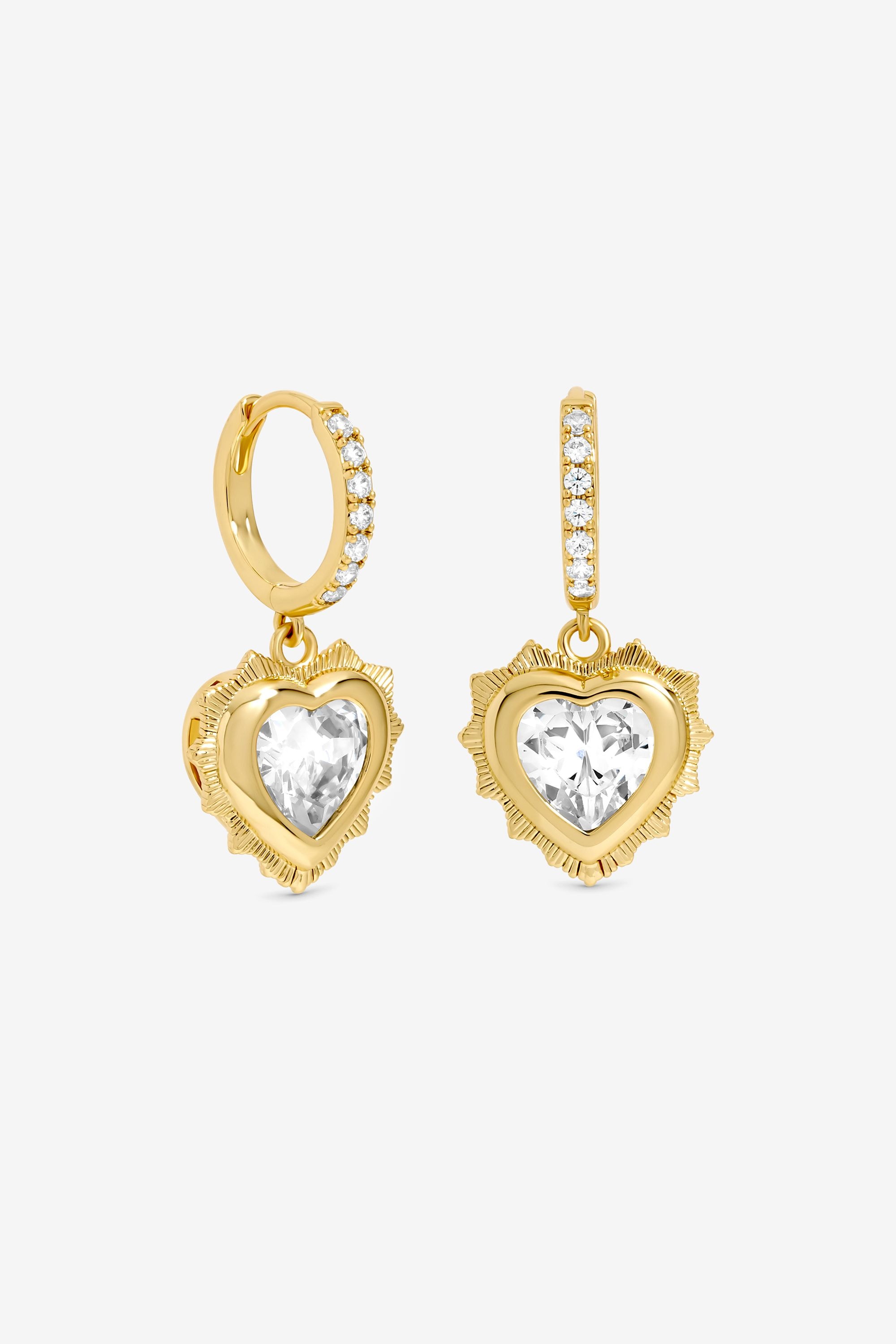 Jon Richard 14Ct Real Gold Plated Heart Birthstone Huggie Earrings - April image 2
