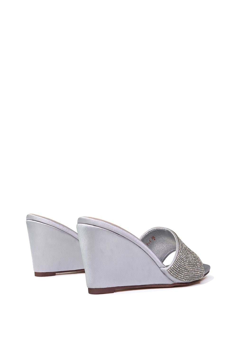 XY London 'Eliza' Slip On Mule Diamante Sandal Wedge Heels With Square Toe image 3