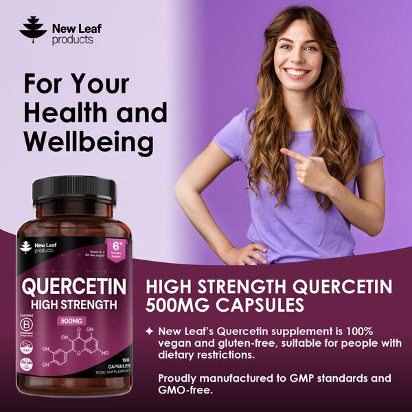 New leaf health Quercetin 500mg High Strength Antioxidant Supplements (6 Months Supply) 180 Vegan Pure Quercetin Capsules Easy to Swallow image 3