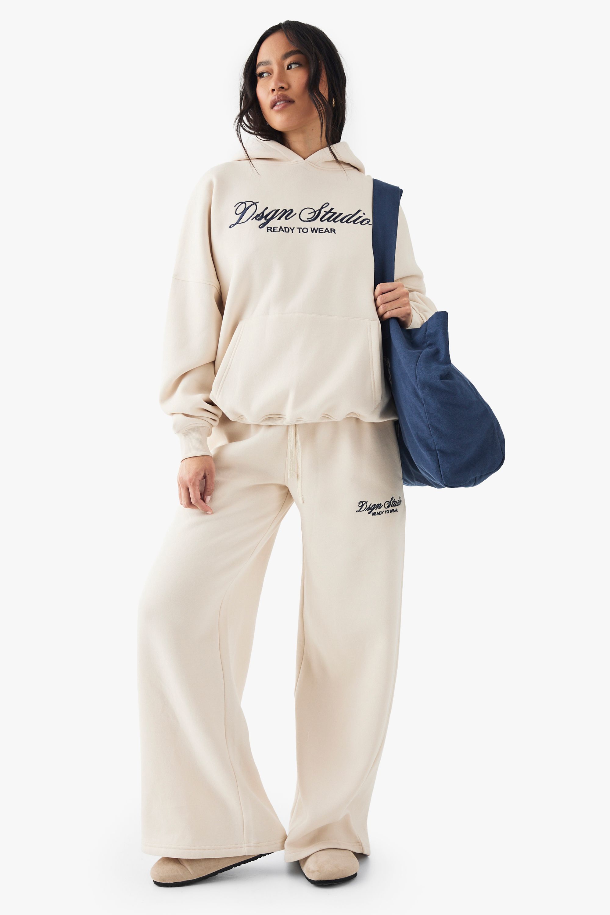 DSGN Studio DSGN Studio Embroidered Straight Leg Jogger Cream image 1