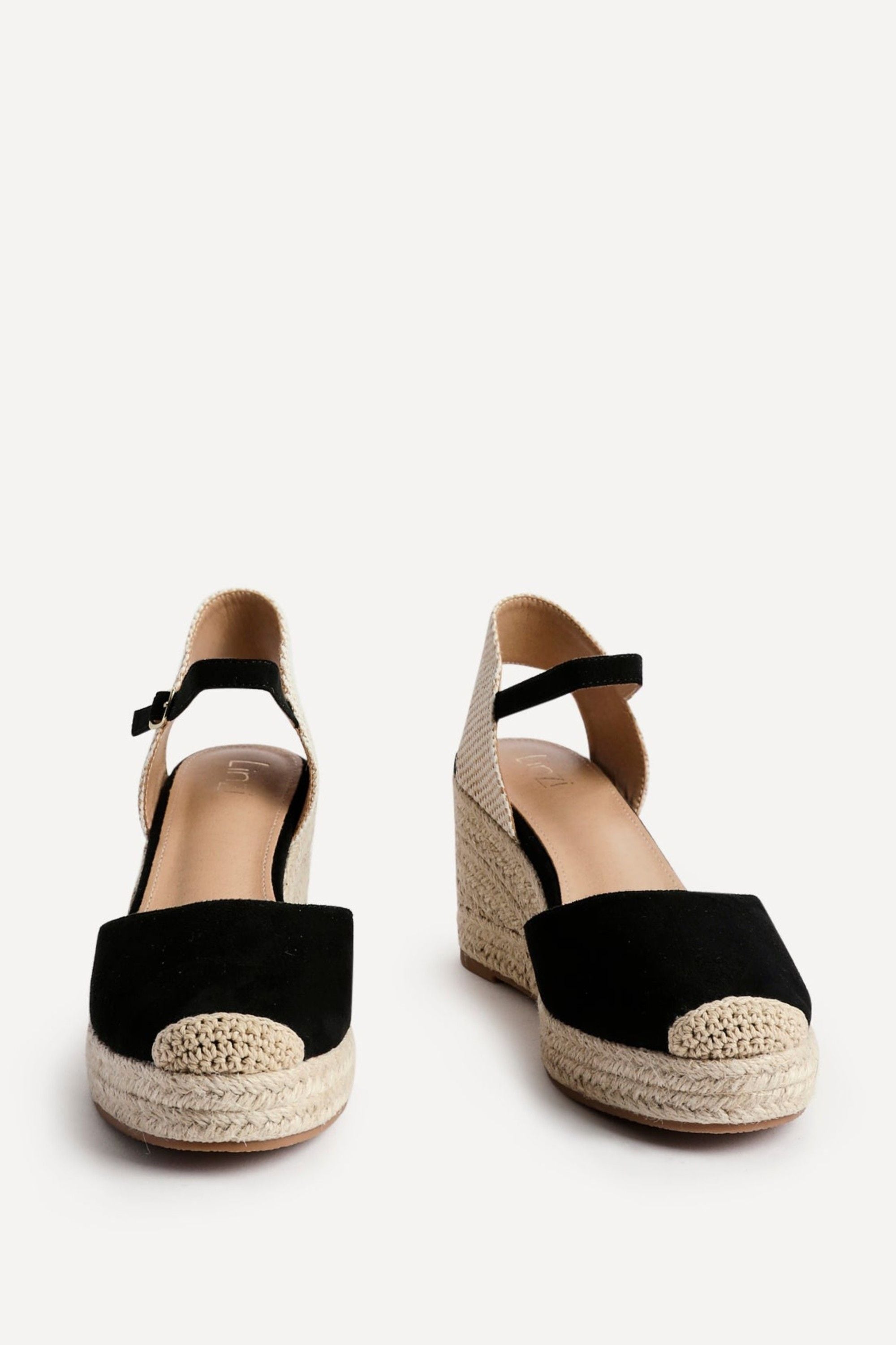 Linzi Present Black Faux Suede Closed-Toe And Open Back Espadrille Wedge image 3