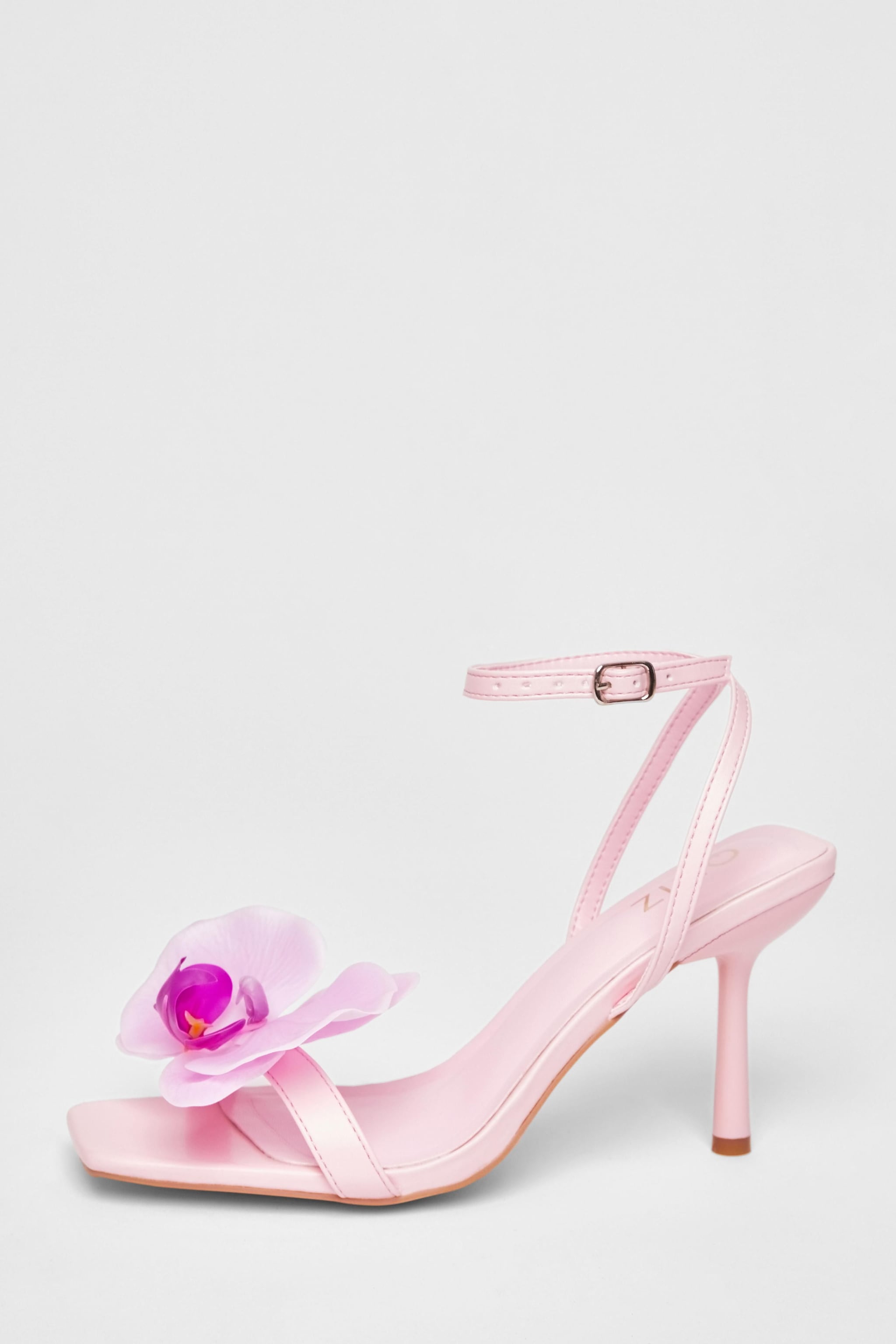 Quiz Pale Pink Flower Detail Stiletto Heels image 3