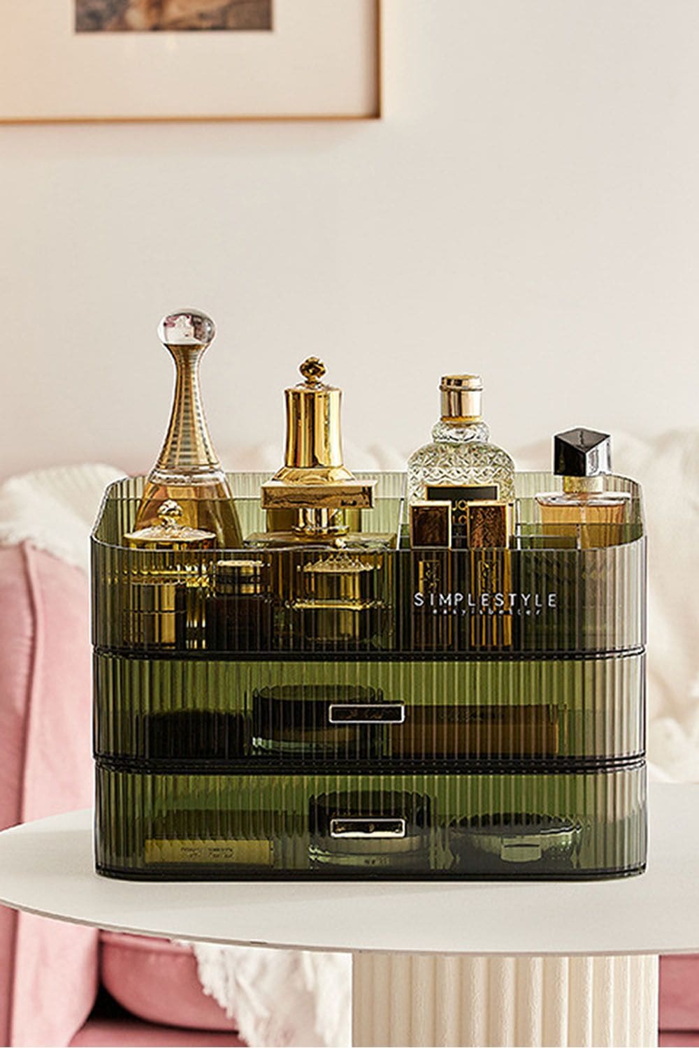 Living and Home Clear Desktop Makeup Organizer Cosmetic Case Storage Skincare Display Box with Drawers image 4