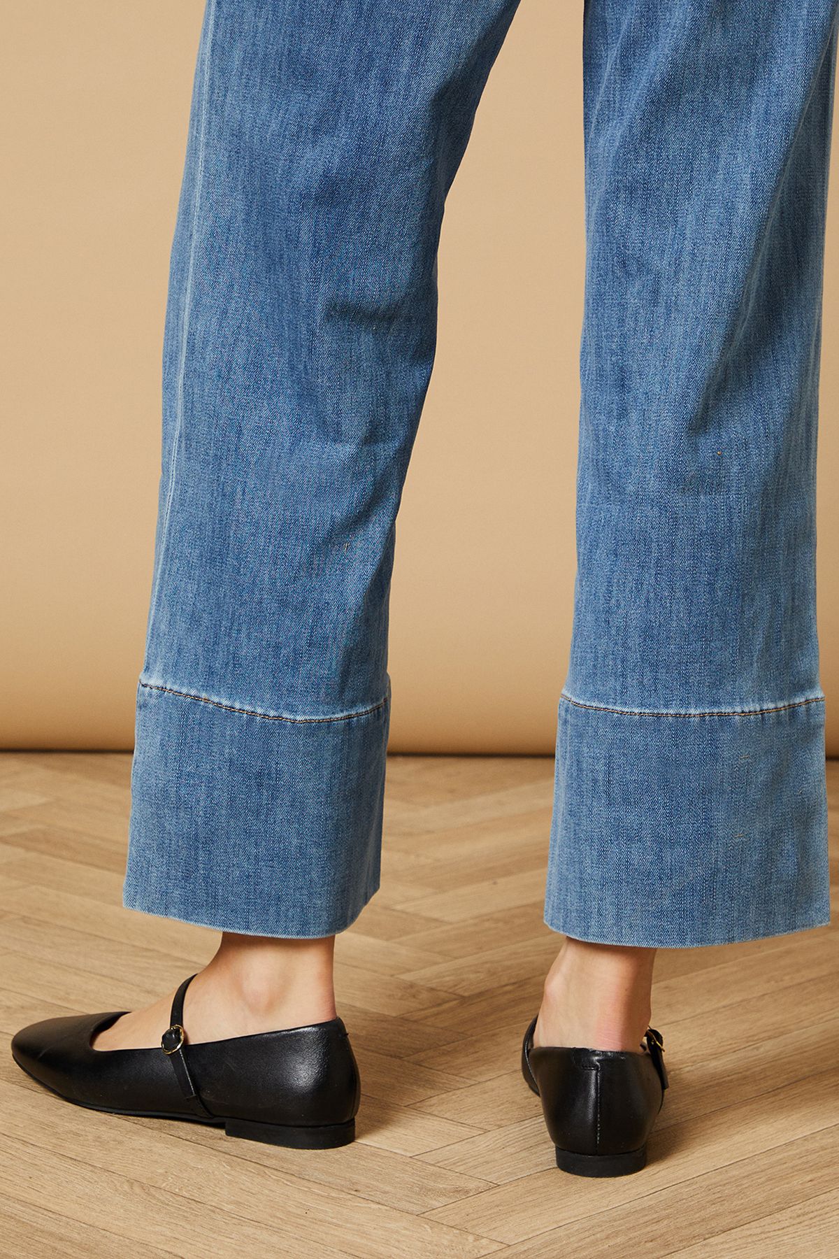 Oasis Belle Real Leather Mary Jane Square Toe Ballet Pumps Black image 3