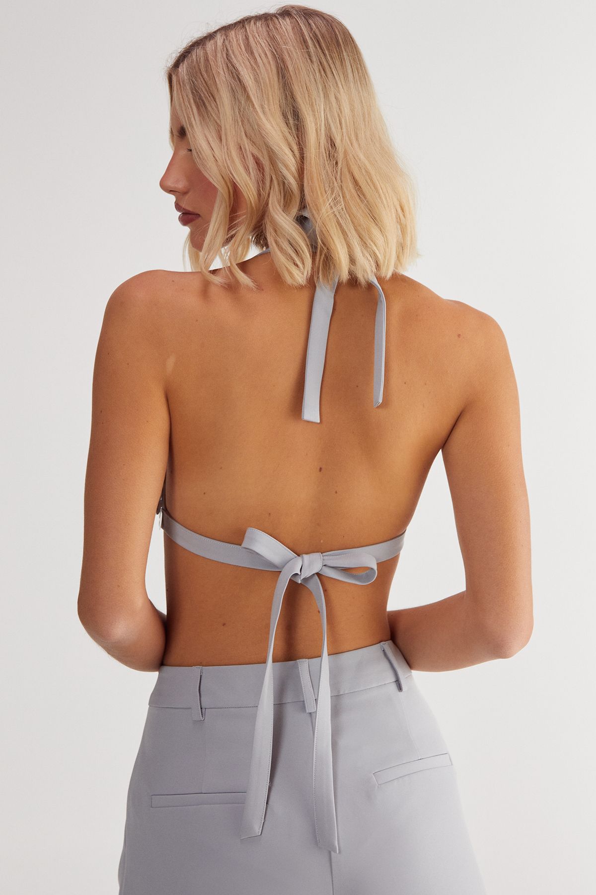 NastyGal Hand Embellished Ombre Sequin Bralet Grey image 4