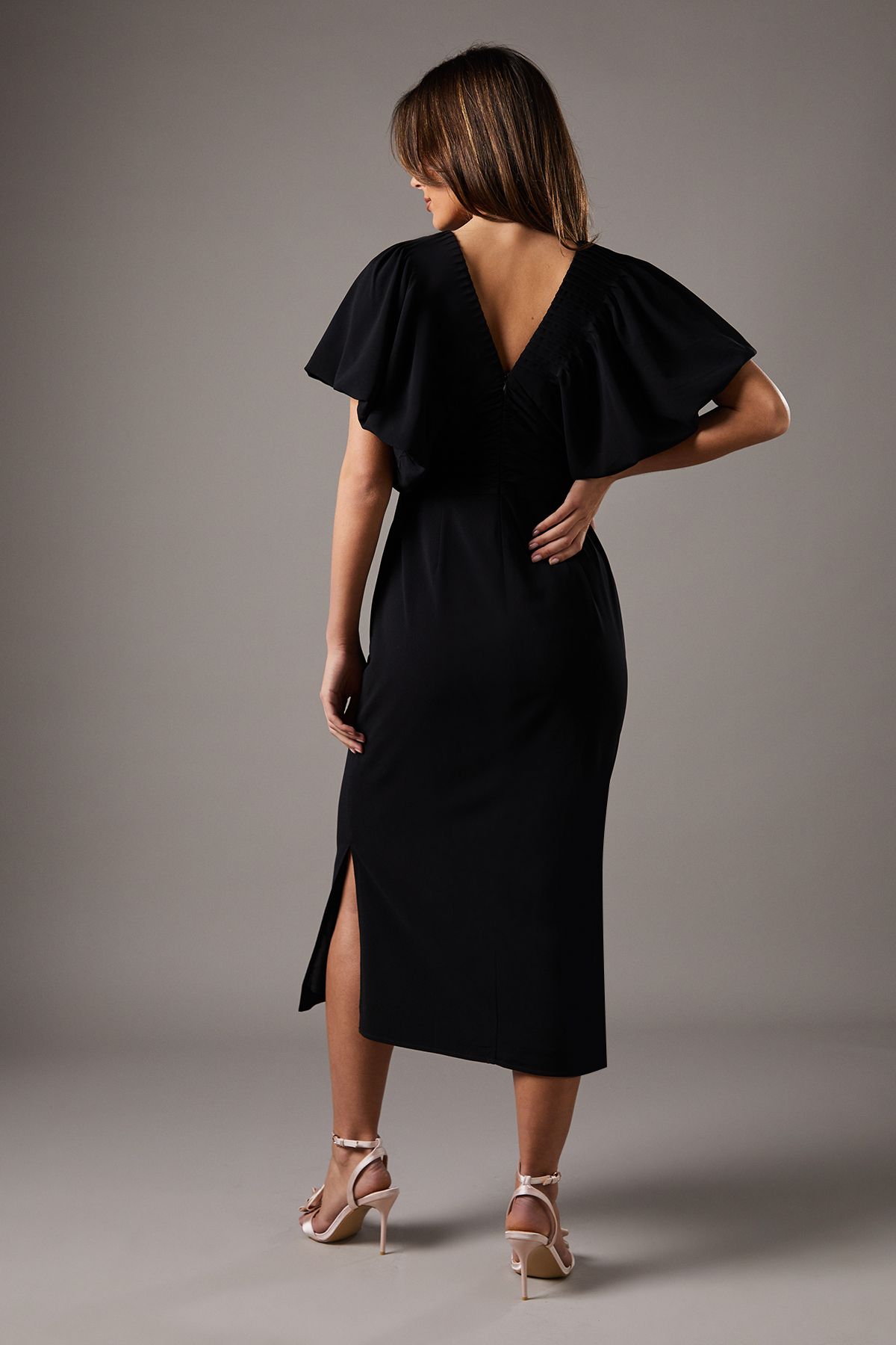Coast Puff Sleeve Midi Dress Black image 4