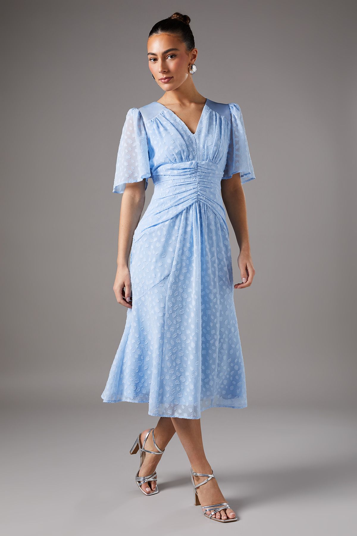 Coast Spot Jacquard Midi Dress Pale Blue image 1
