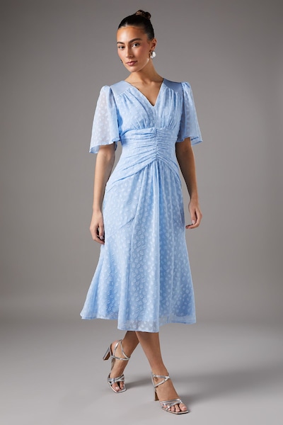 Coast Spot Jacquard Midi Dress Pale Blue