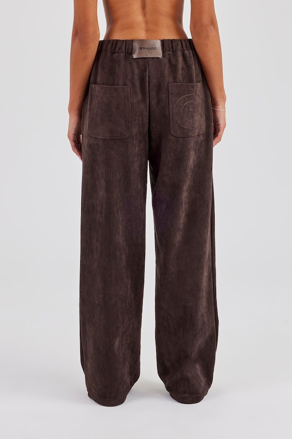 Cernucci Suede Wide Leg Trouser - Chocolate