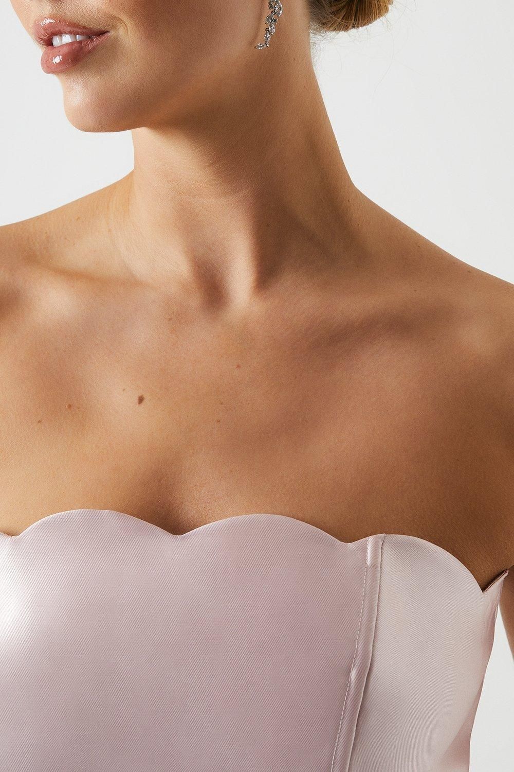 Coast Scallop Detail Twill Column Bridesmaid Dress Blush image 4