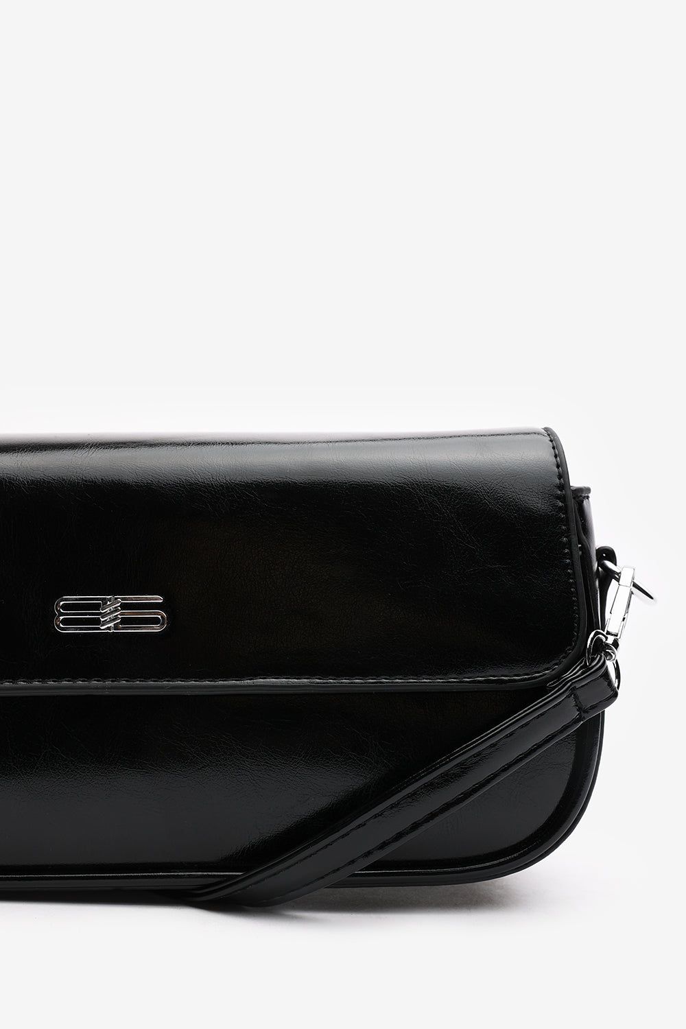 Where's That From 'Arena' Baguette Shoulder Bag in Black Faux Leather image 6