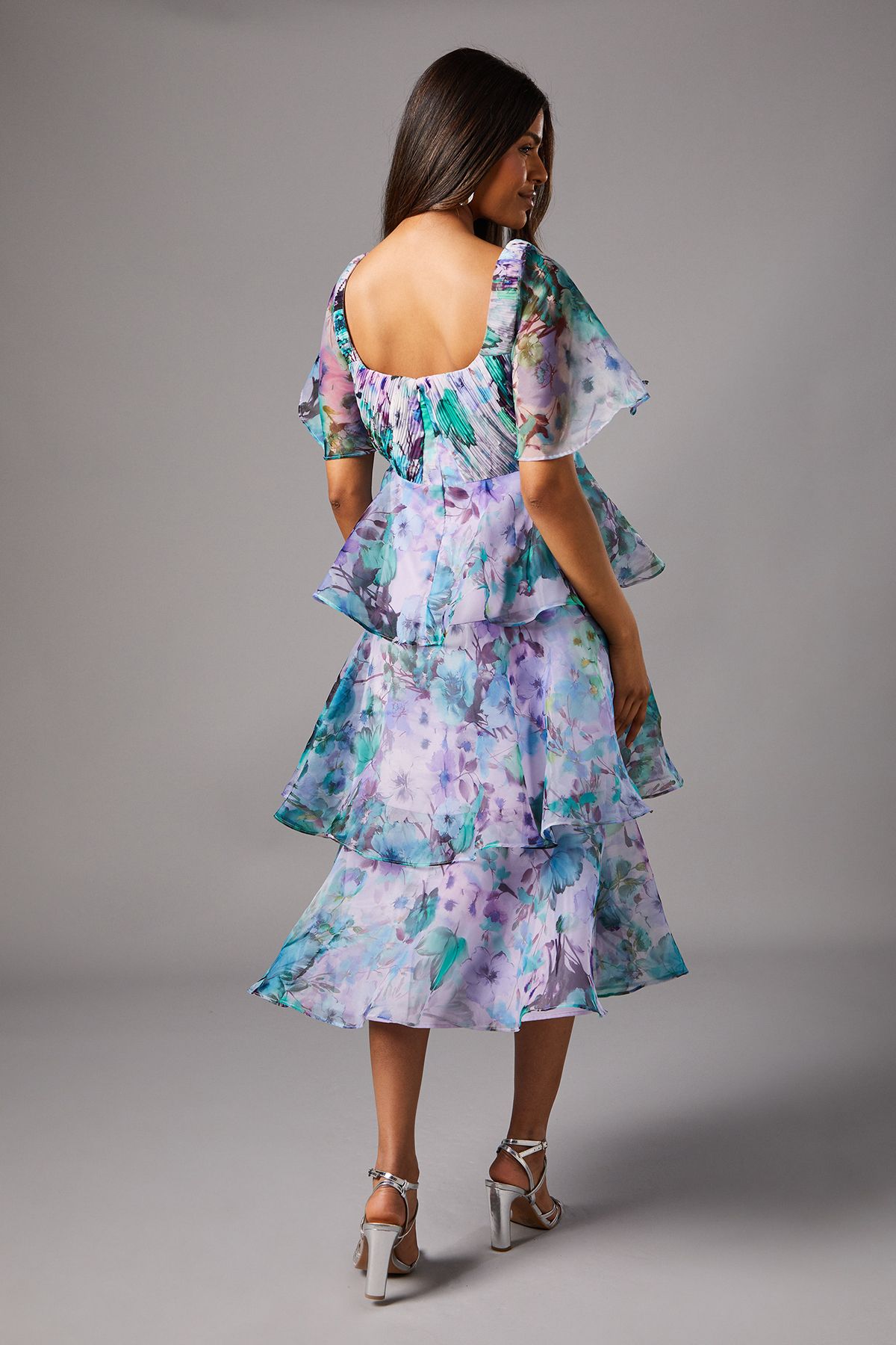 Coast Petite Organza Tiered Dress Multi image 3