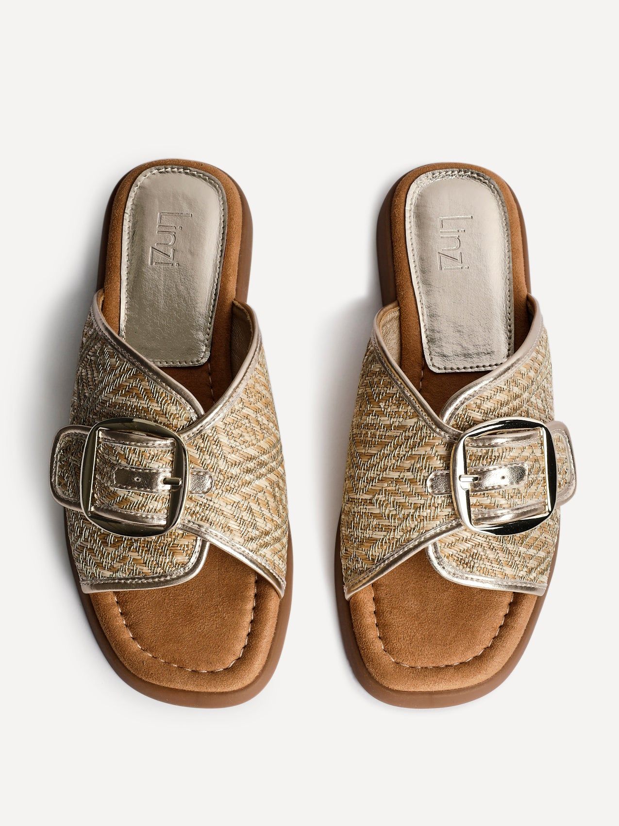 Linzi Zuma Gold Woven Flat Slider Sandal image 4
