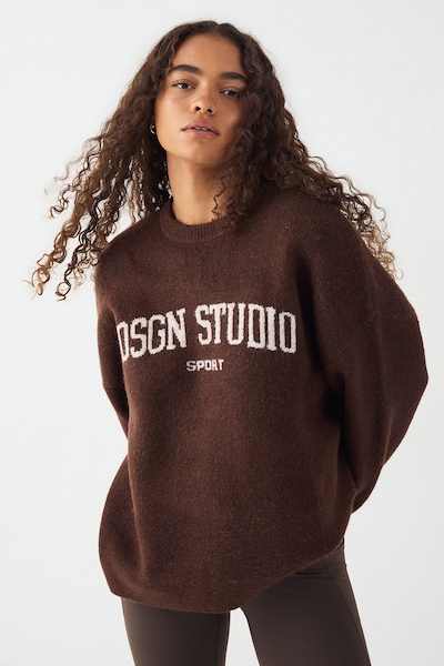 DSGN Studio DSGN Studio Knitted Oversized Crew Neck Jumper Chocolate