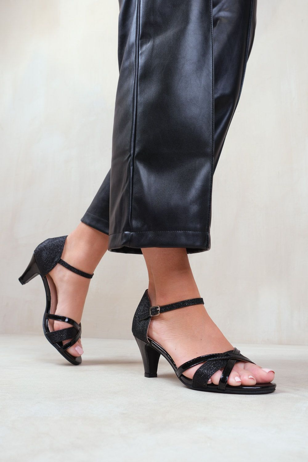 Where's That From 'Christina' Mid High Heel With Buckle Ankle Strap