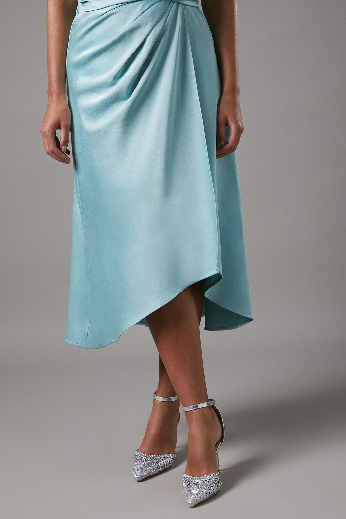 Coast Kassie Faux Leather Woven Pointed high Stiletto Court Shoes Silver image 2