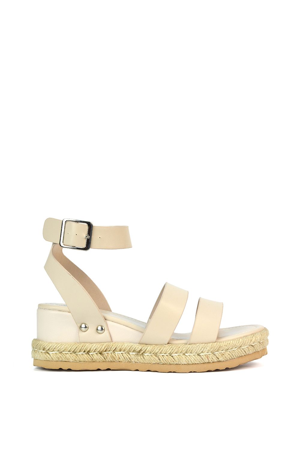 XY London 'Brook' Espadrille Platform Wedge Low Heel Sandal Shoes With Ankle Strap