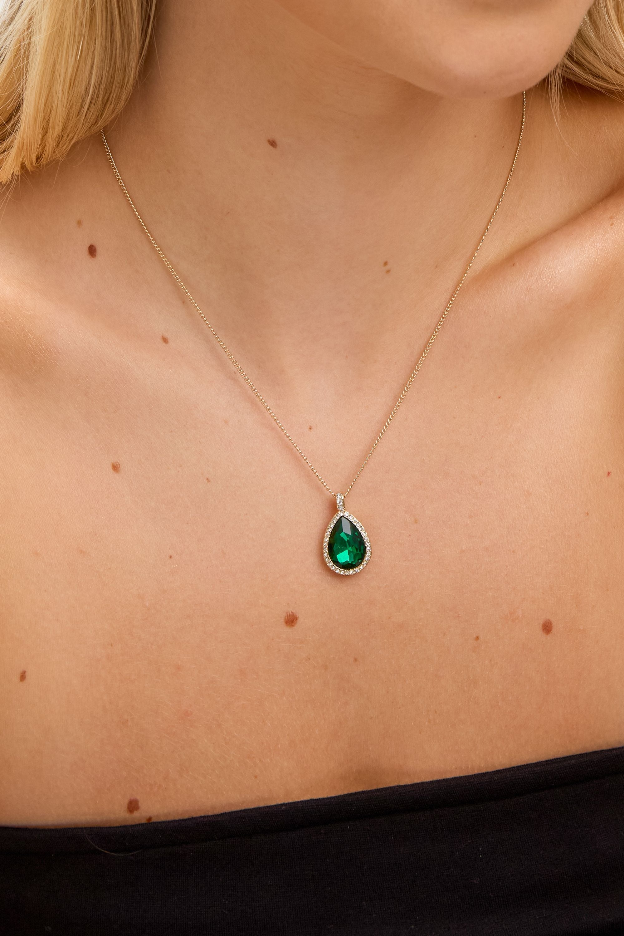 Jon Richard Gold Plated and Emerald Pear Drop Trio Set - Gift Box image 5