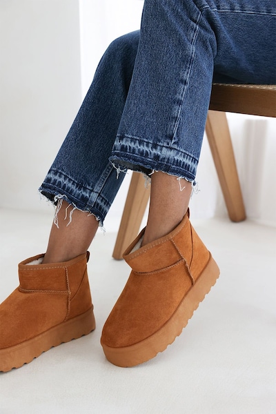 Where's That From 'Janessa' Mini Faux-Suede Fur Lined Platform Ankle Boot