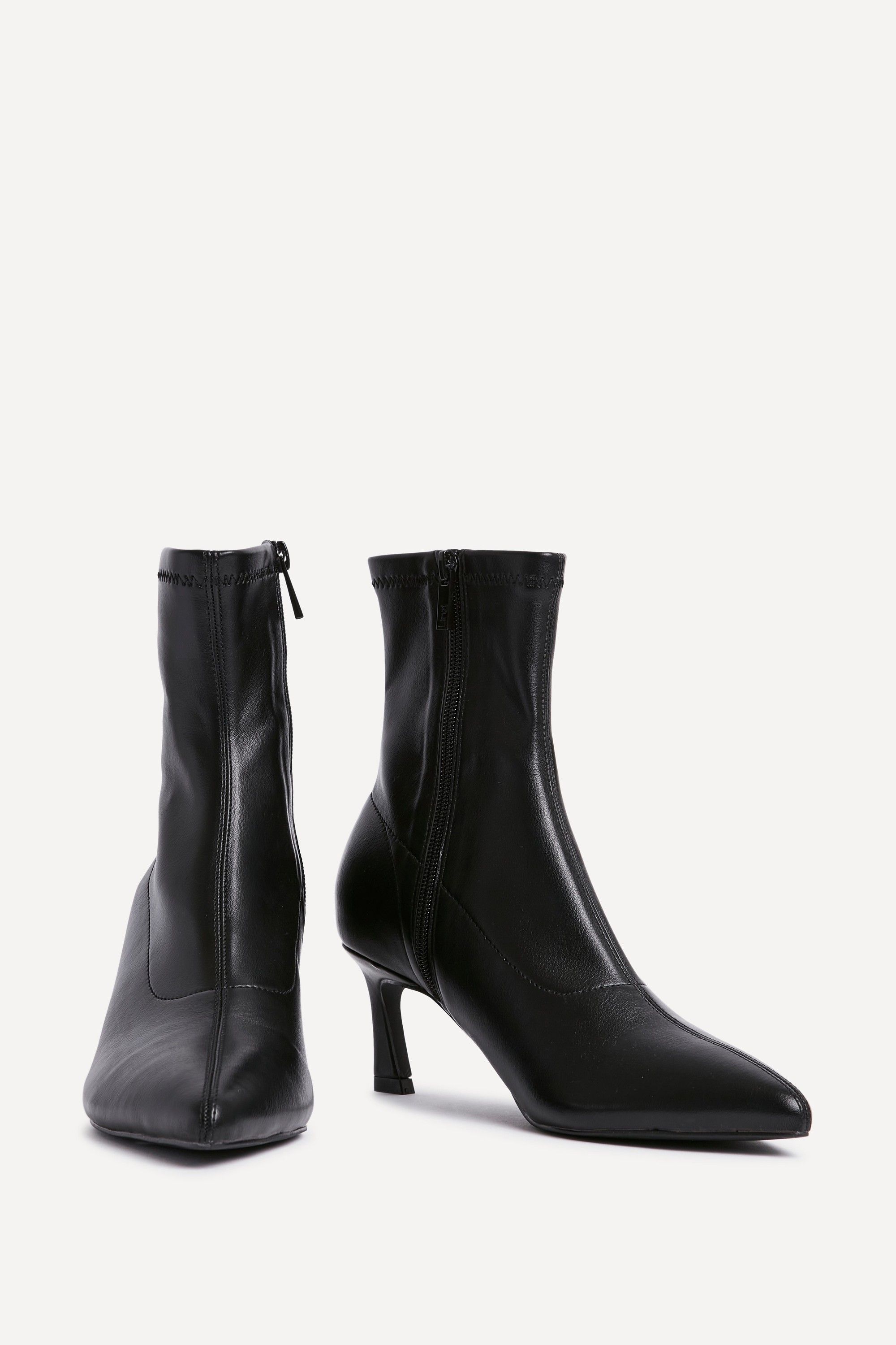 Linzi Upgrade Black Faux Suede Kitten Heel Sock Ankle Boot image 3