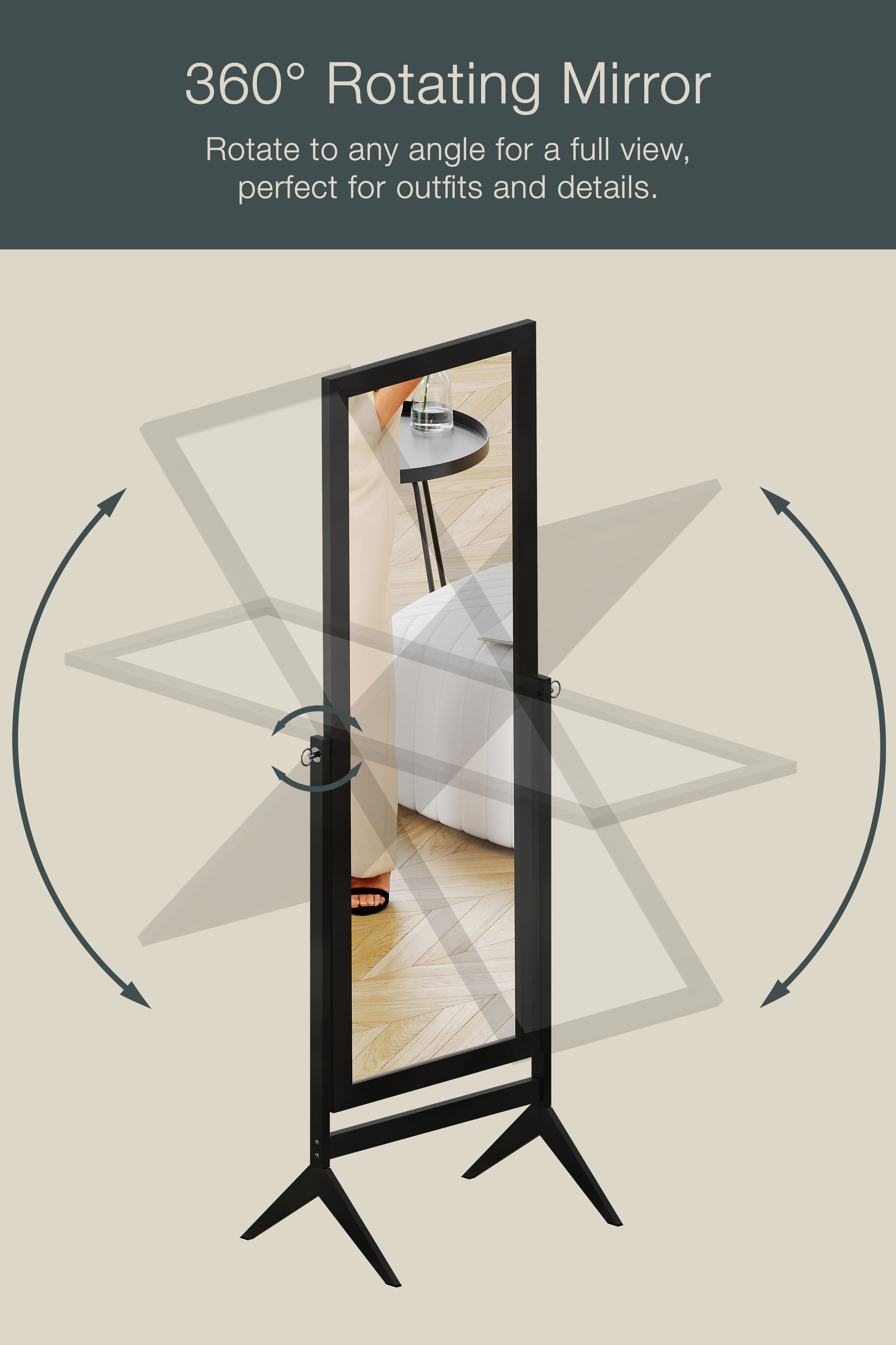 Home Discount Vida Designs Nishano Rectangle Cheval Mirror Full Length Rotating Frame image 6
