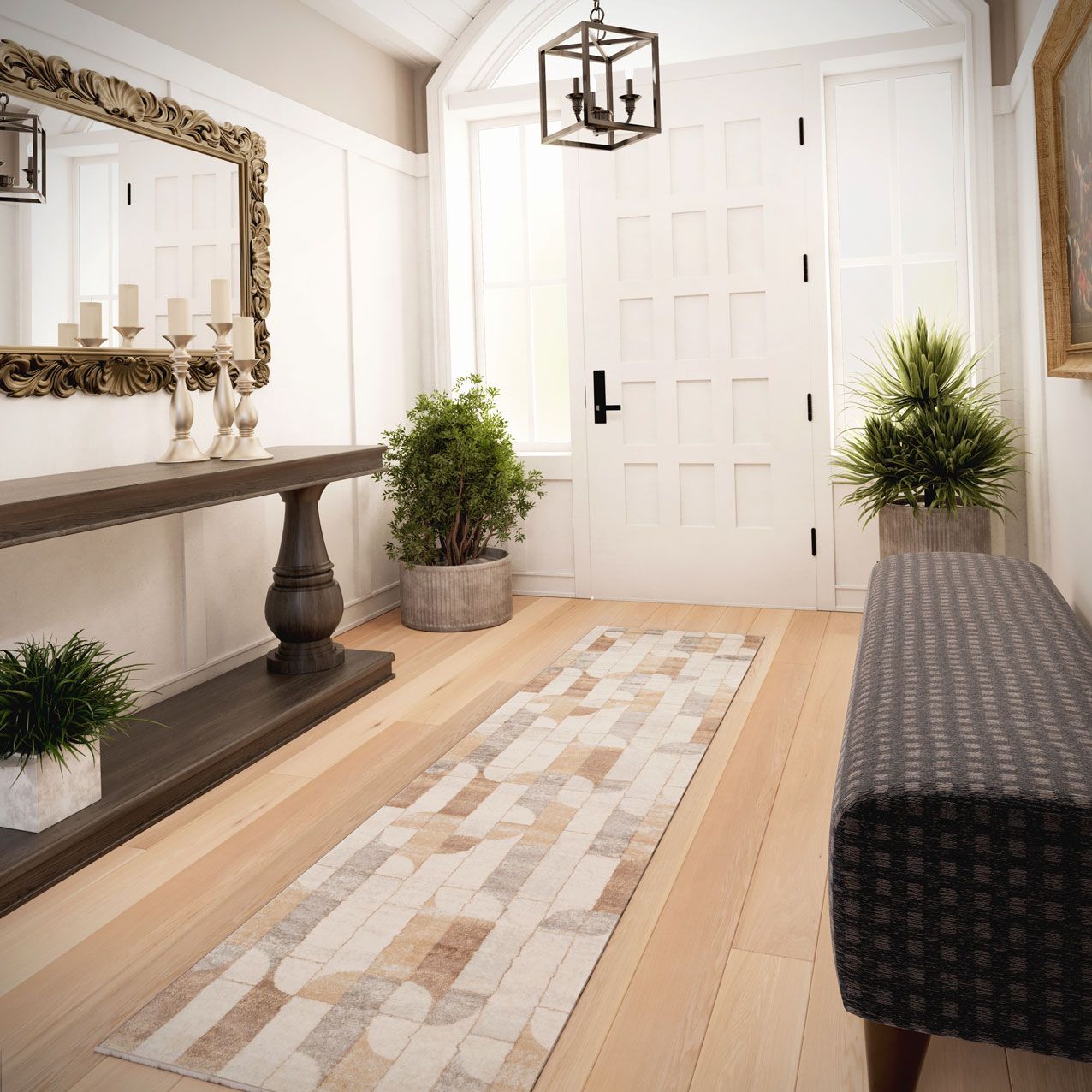 Kukoon Natural Beige Retro Geometric Living Area Rug image 6