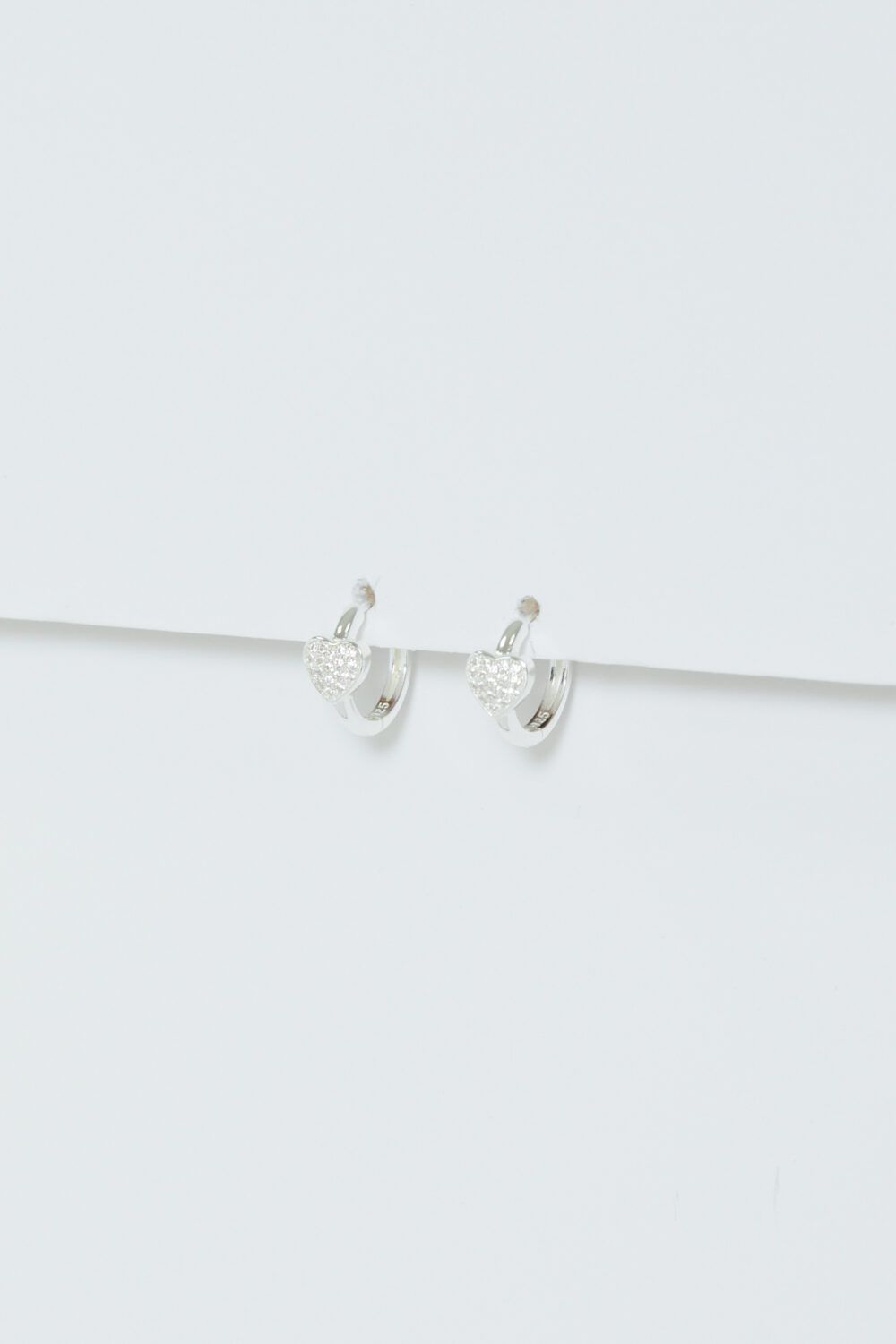 Simply Silver Sterling Silver 925 Pave Heart Huggie Hoop Earrings image 4